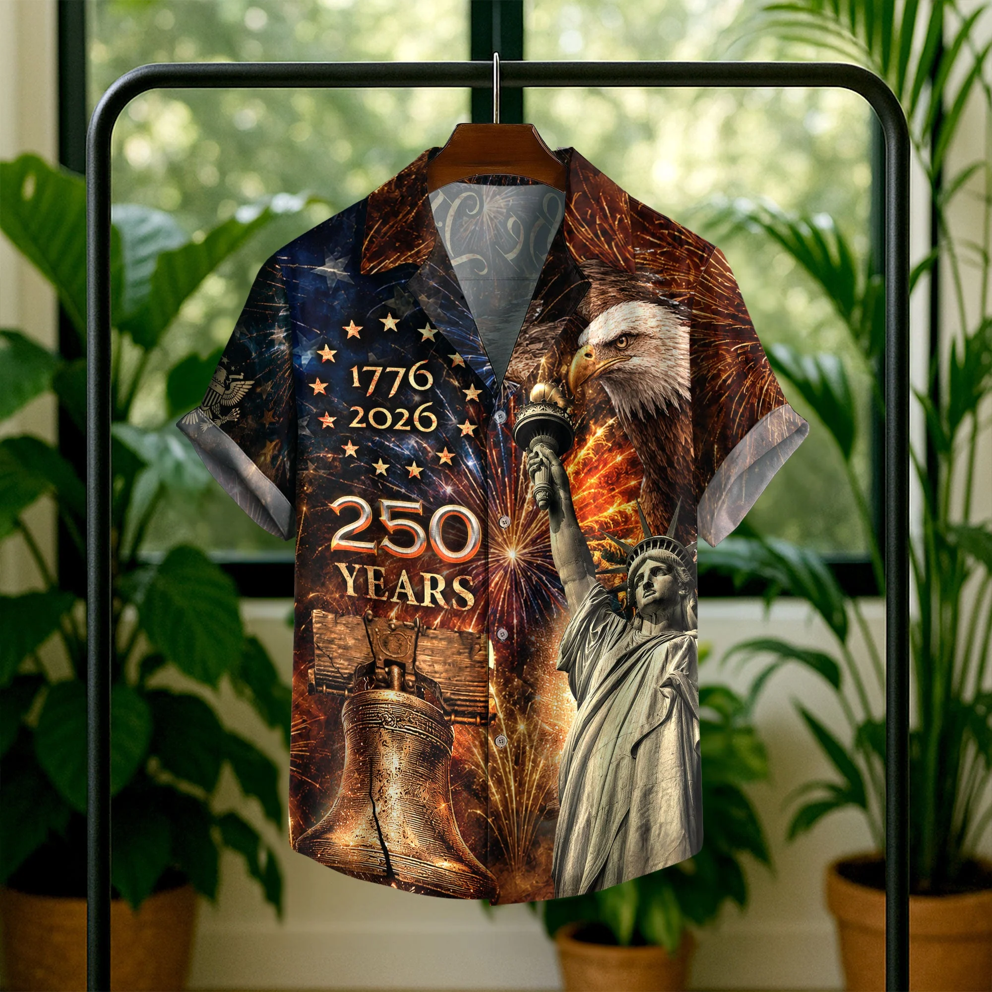 America 250th Anniversary Fireworks Liberty And Eagle Tribute Hawaiian Shirt - Patriotic Gift For Him - Image 6
