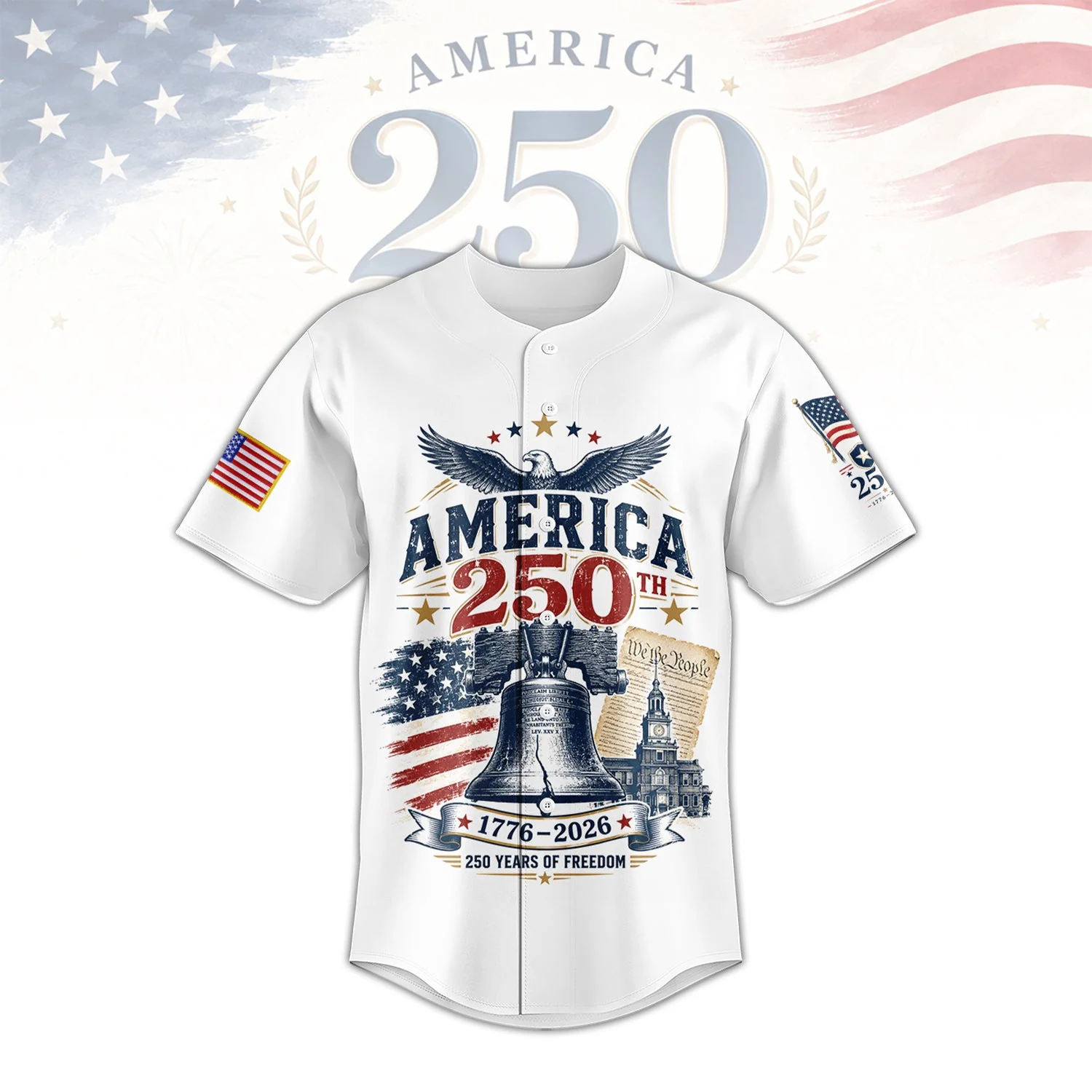America 250th Anniversary Liberty Bell 1776 2026 - Baseball Jersey - Gift For Patriots - Image 2
