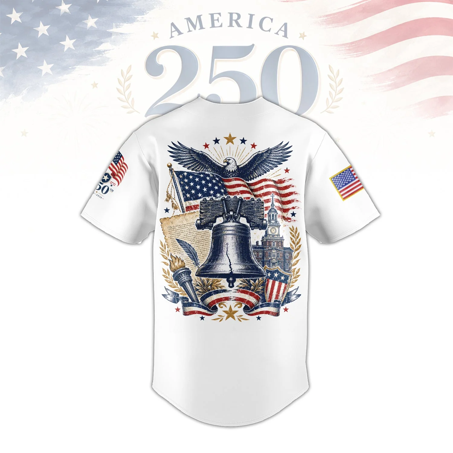 America 250th Anniversary Liberty Bell 1776 2026 - Baseball Jersey - Gift For Patriots - Image 3