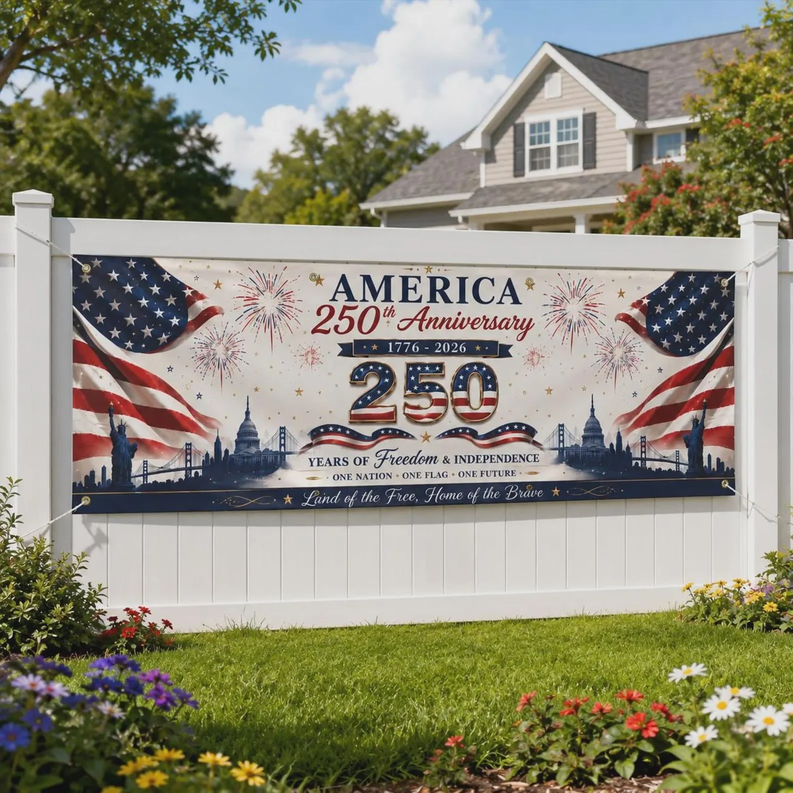 America 250th Anniversary One Nation One Flag One Future - Personalized Ourdoor Banner- Gift For Patriots