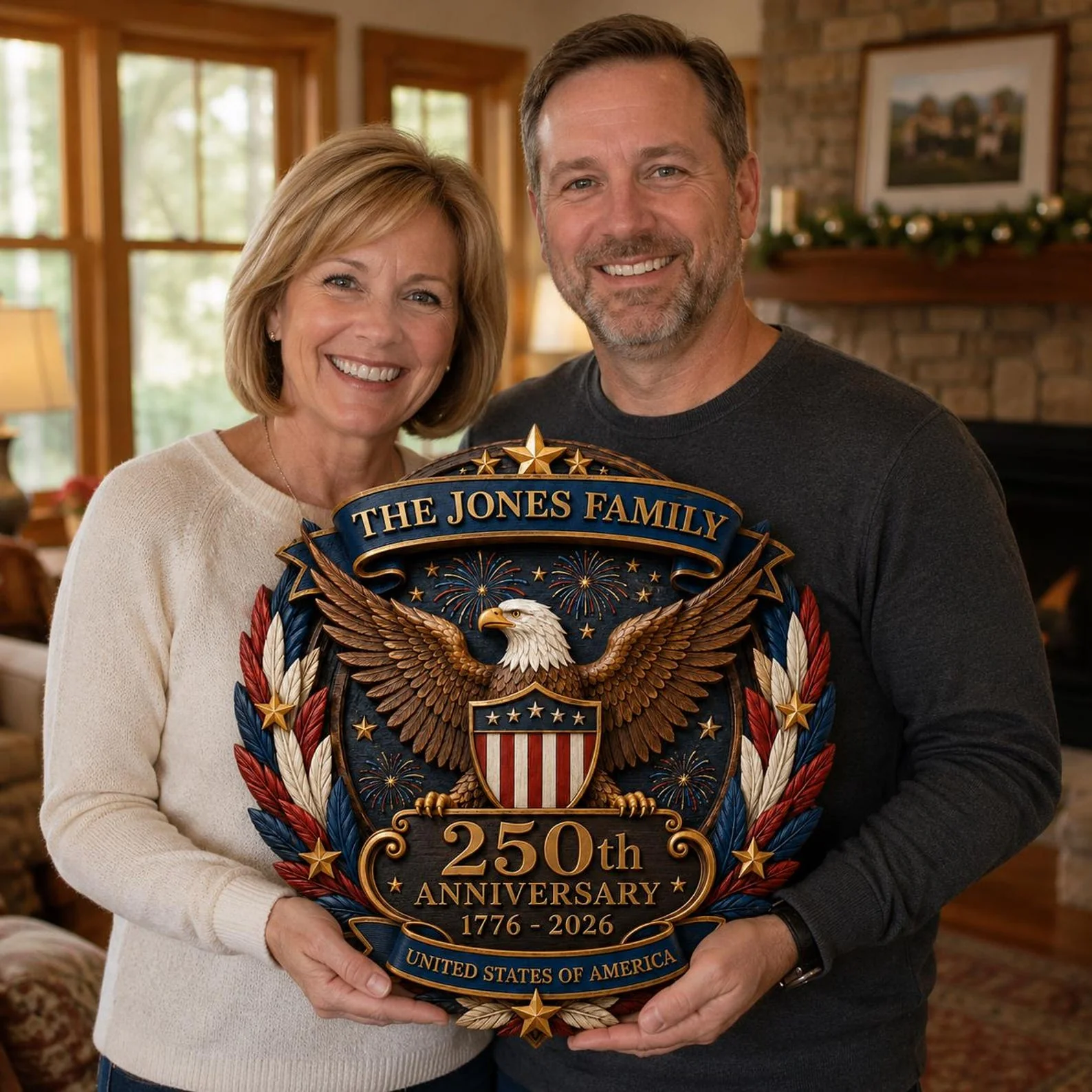America 250th Anniversary Patriotic Eagle - Personalized Wood Sign - Gift For Patriotic Family - Image 5