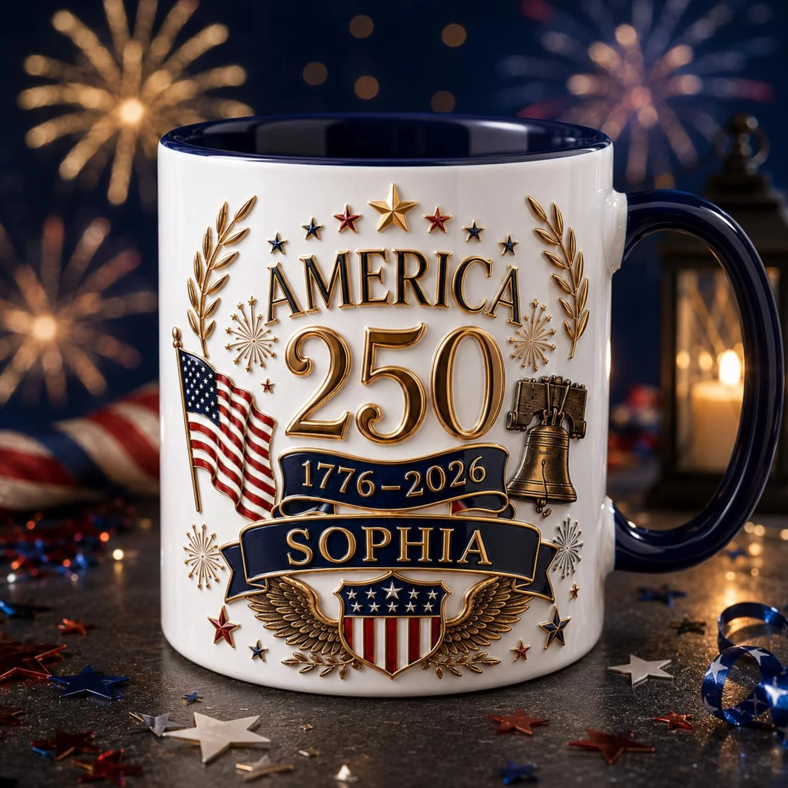 America 250th Anniversary Patriotic Flag - Personalized Mug - Gift For Patriots - Image 4