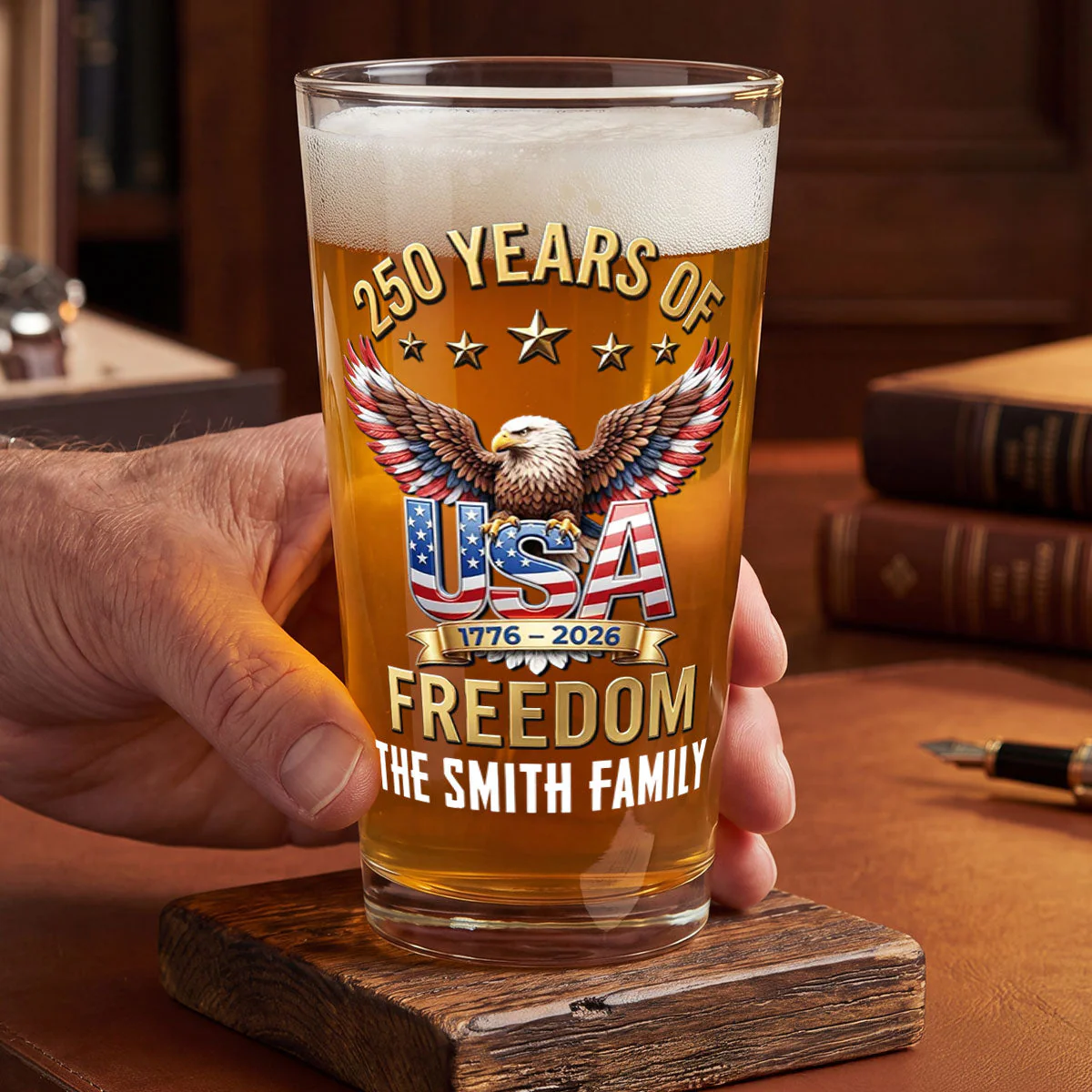 America 250th Anniversary - Personalized Beer Glass - Gift For Patriots - Image 4