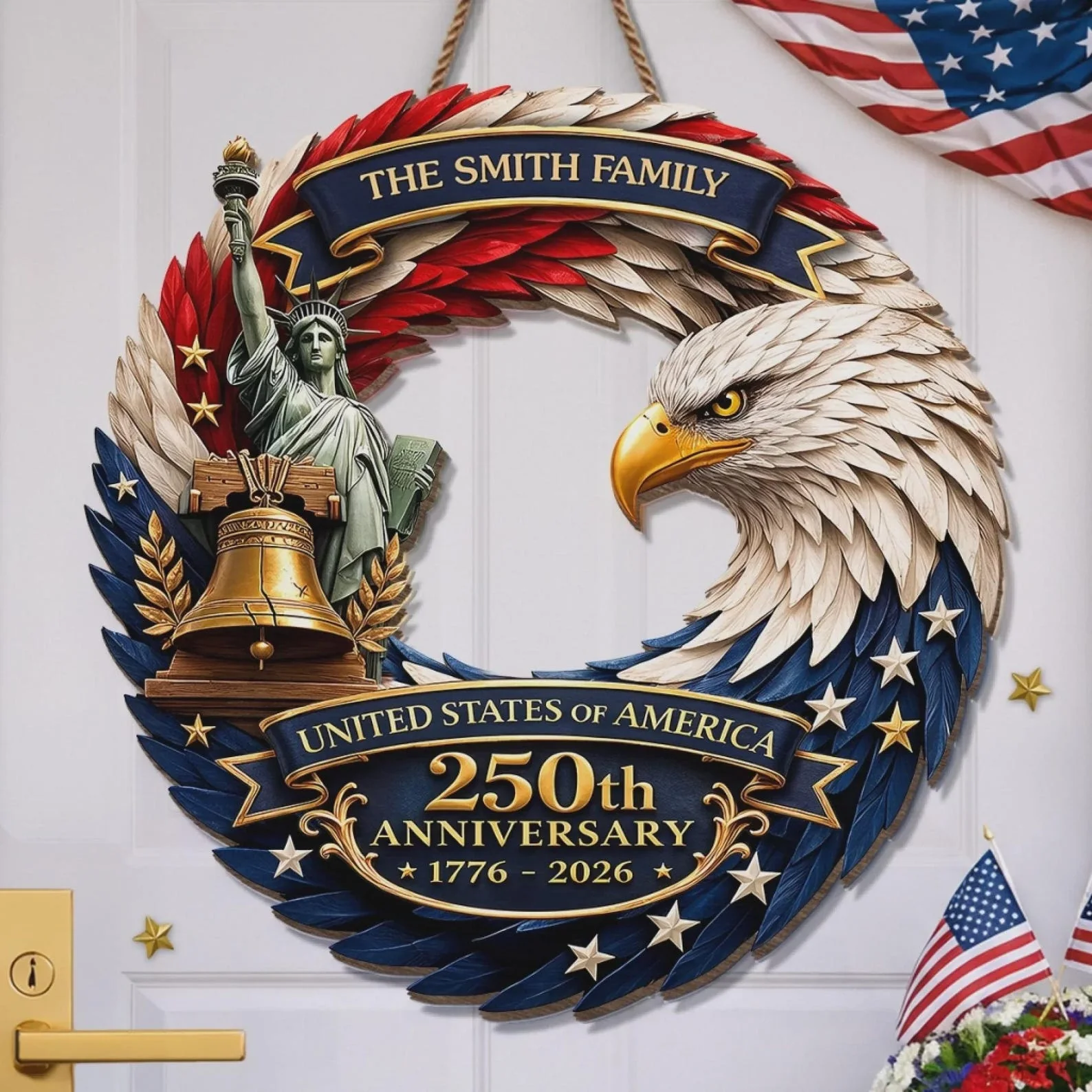 America 250th Anniversary - Personalized Wood Sign - Gift For Patriots - Image 3