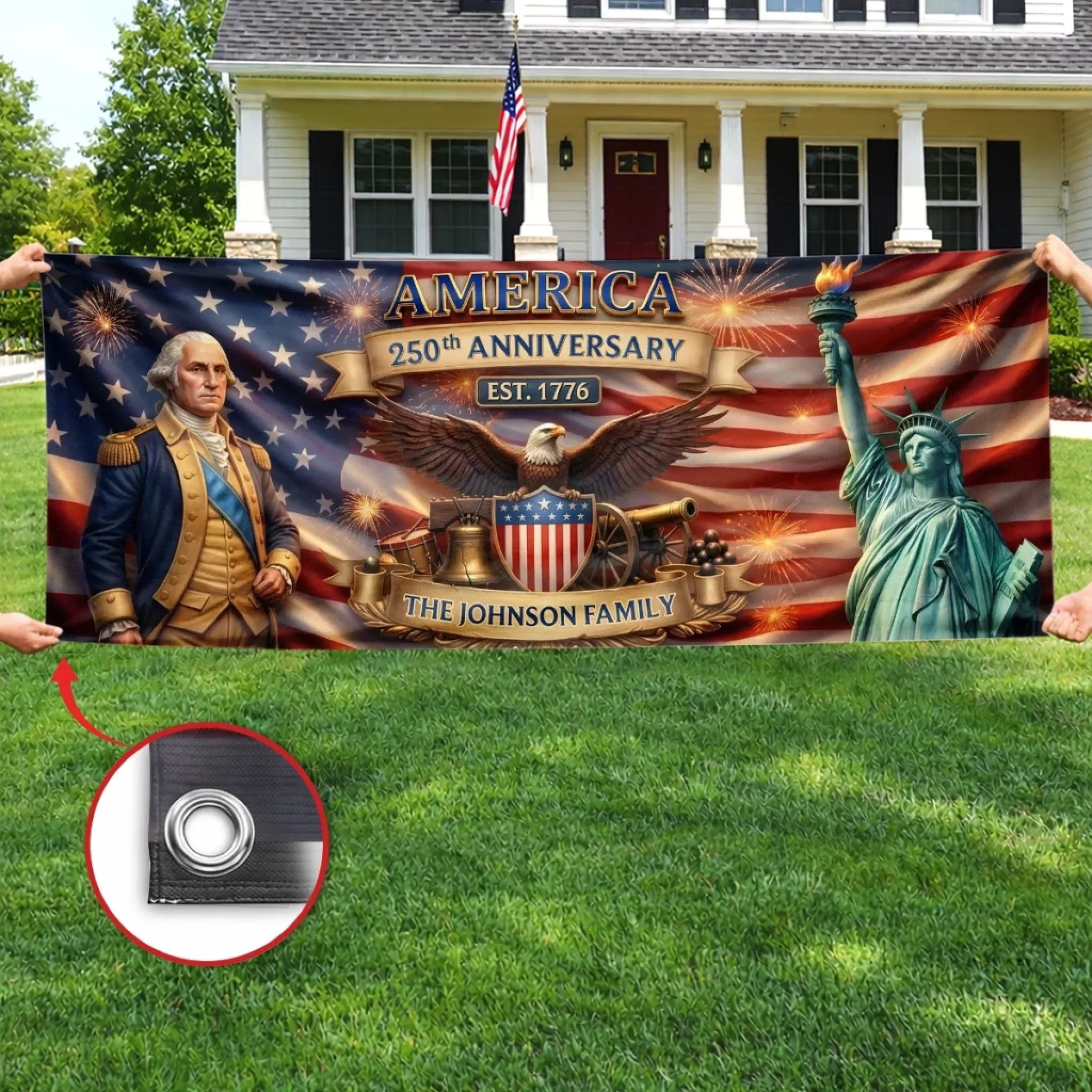 America 250th Anniversary Stars Shine Brighter - Personalized Outdoor Banner - Gift For Family - Image 4