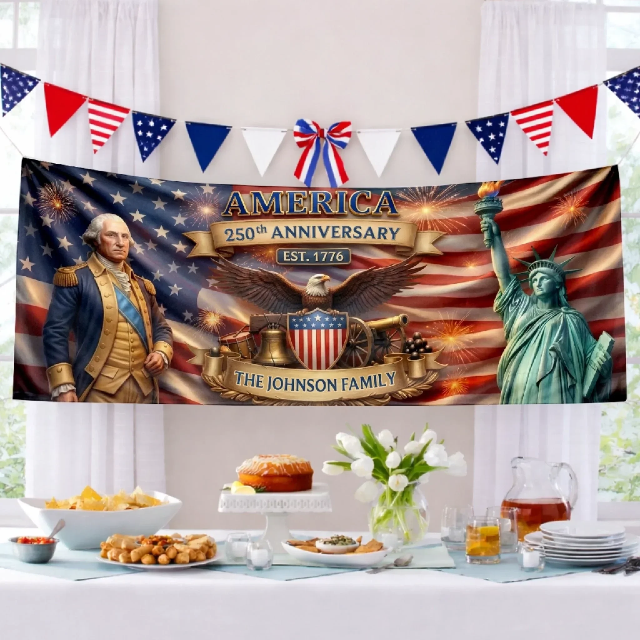 America 250th Anniversary Stars Shine Brighter - Personalized Outdoor Banner - Gift For Family - Image 5