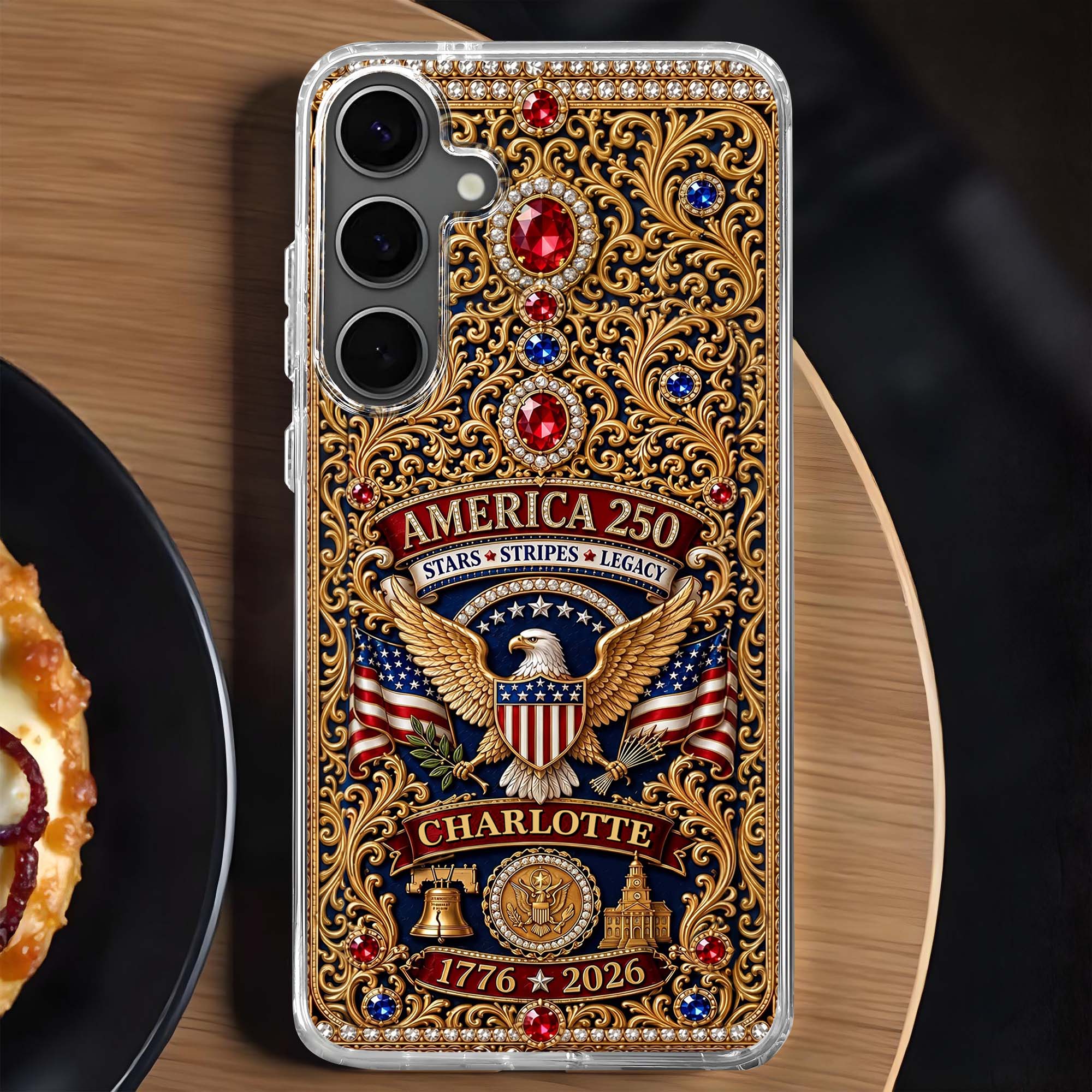America 250th Anniversary Stars Stripes Legacy - Personalized Bling Phone Case - Gift For Patriots - Image 2