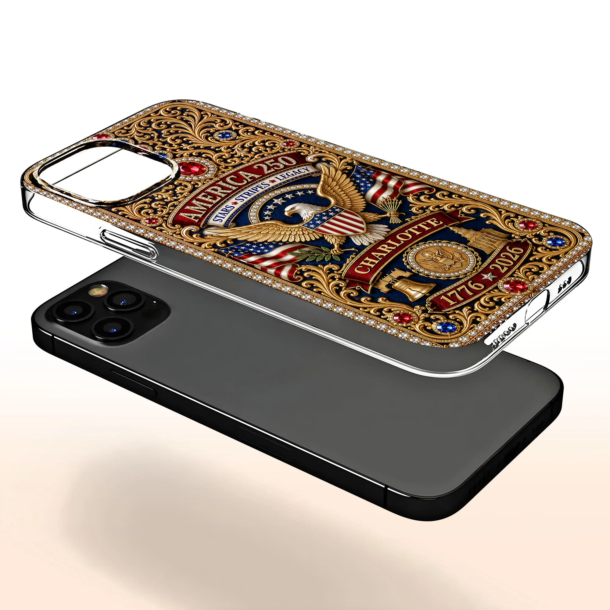America 250th Anniversary Stars Stripes Legacy - Personalized Bling Phone Case - Gift For Patriots - Image 7
