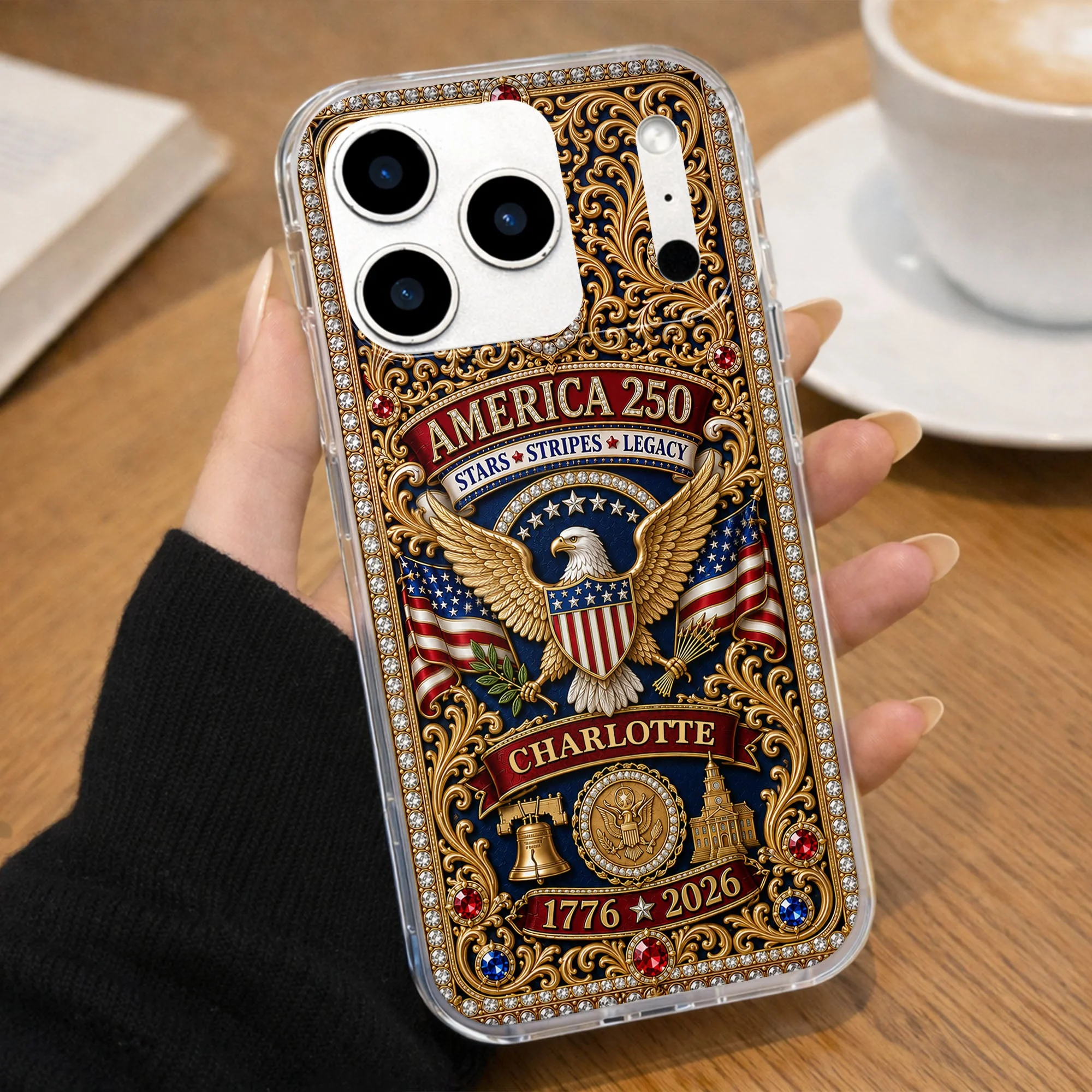 America 250th Anniversary Stars Stripes Legacy - Personalized Bling Phone Case - Gift For Patriots - Image 9