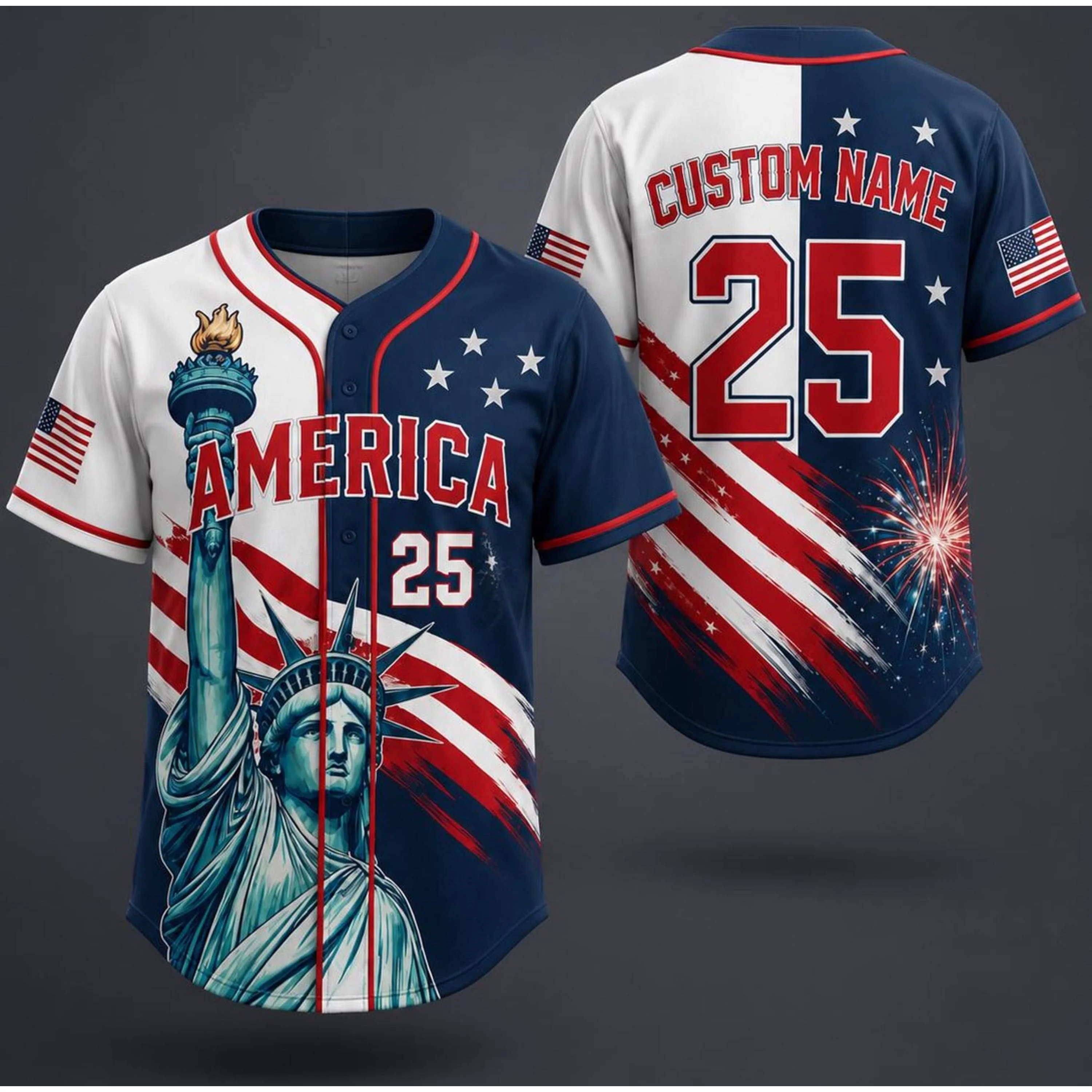 America 250th Anniversary Statue Of Liberty - Baseball Jersey - Gift For Patriots - Image 3