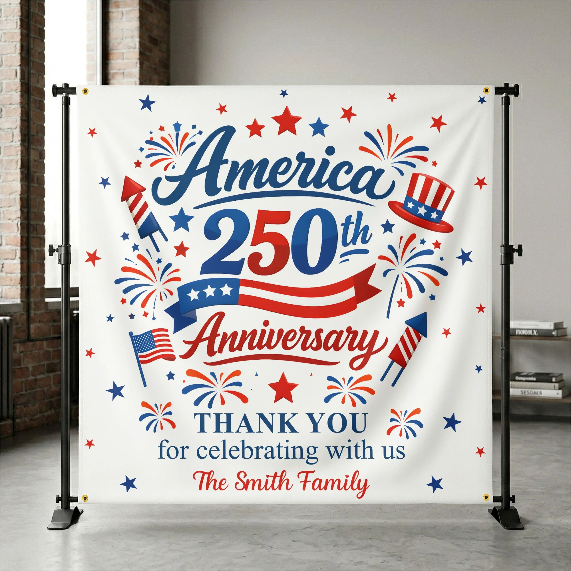 America 250th Anniversary Thank You For Celebrating With Us - Personalized Backdrop Banner - Gift For Patriotic Family - Image 2