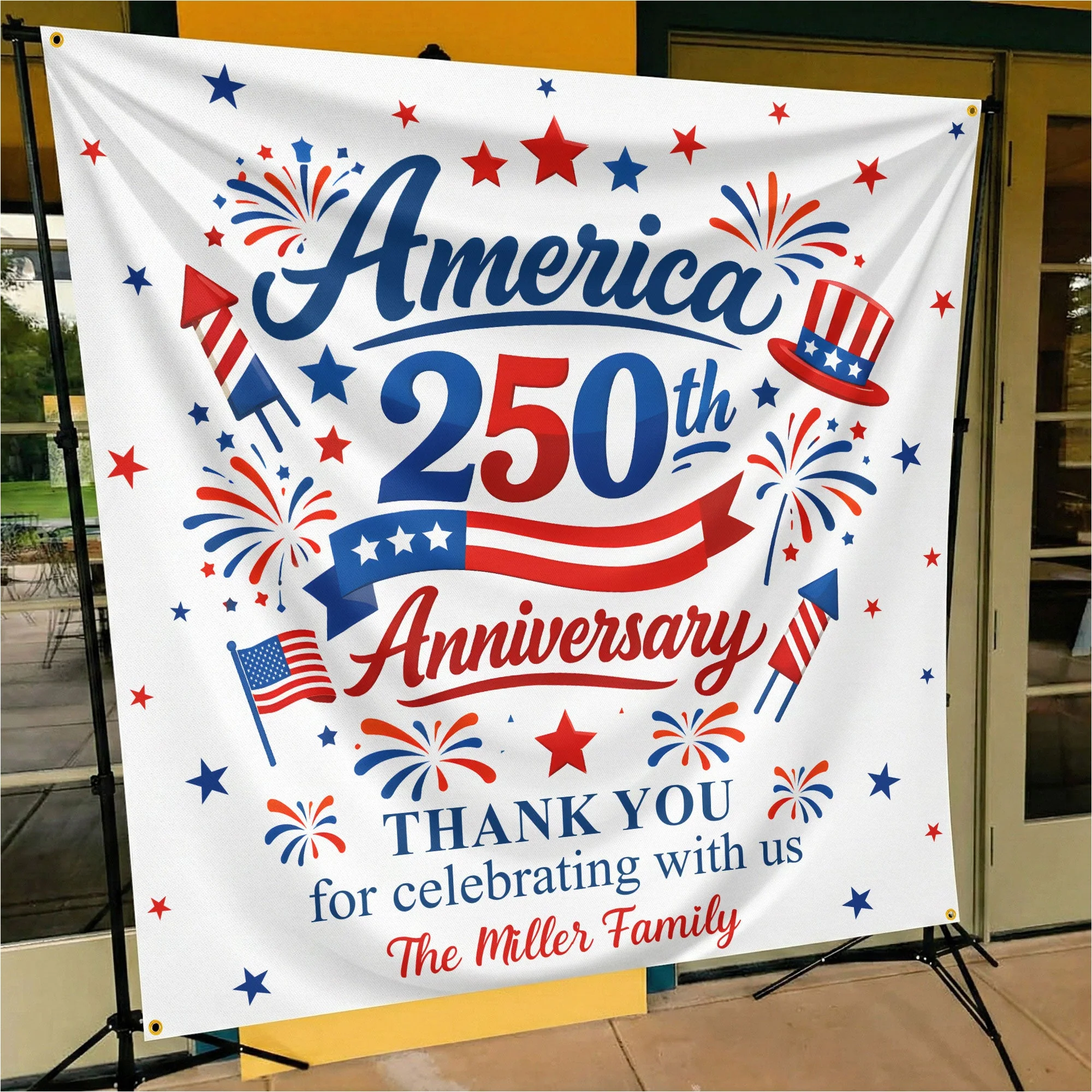 America 250th Anniversary Thank You For Celebrating With Us - Personalized Backdrop Banner - Gift For Patriotic Family - Image 3