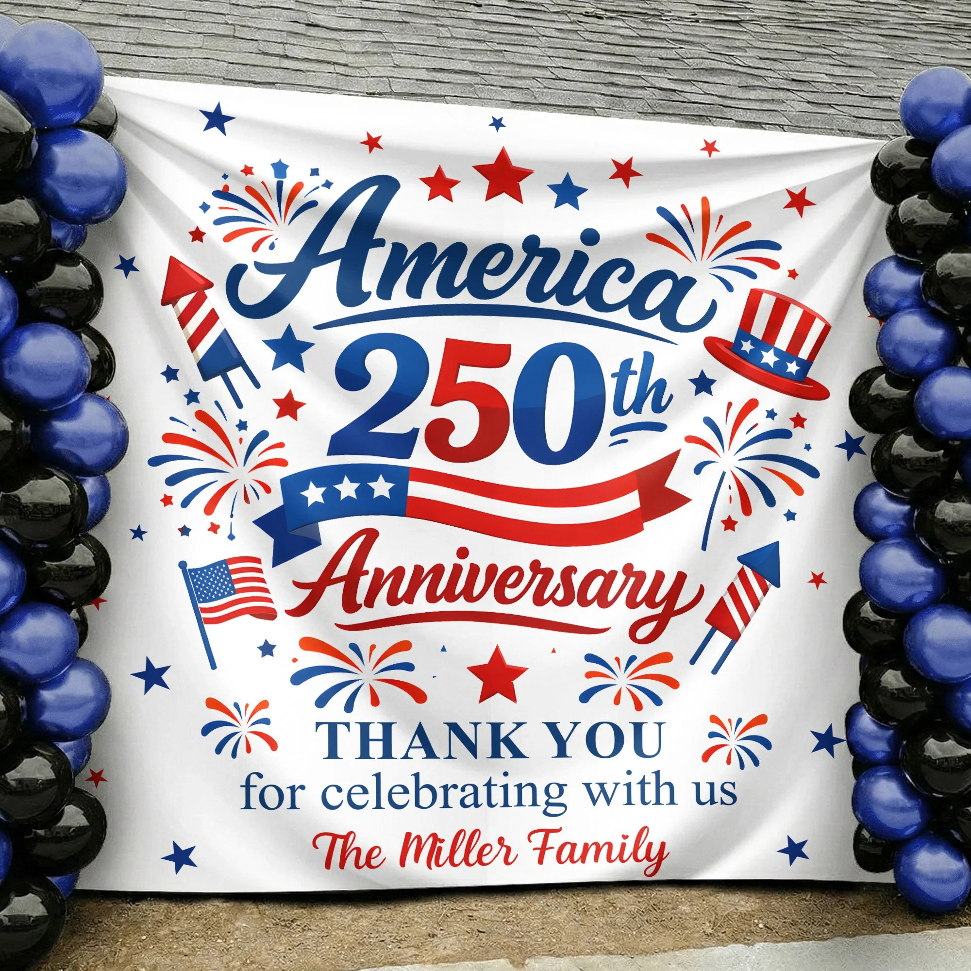 America 250th Anniversary Thank You For Celebrating With Us - Personalized Backdrop Banner - Gift For Patriotic Family - Image 4
