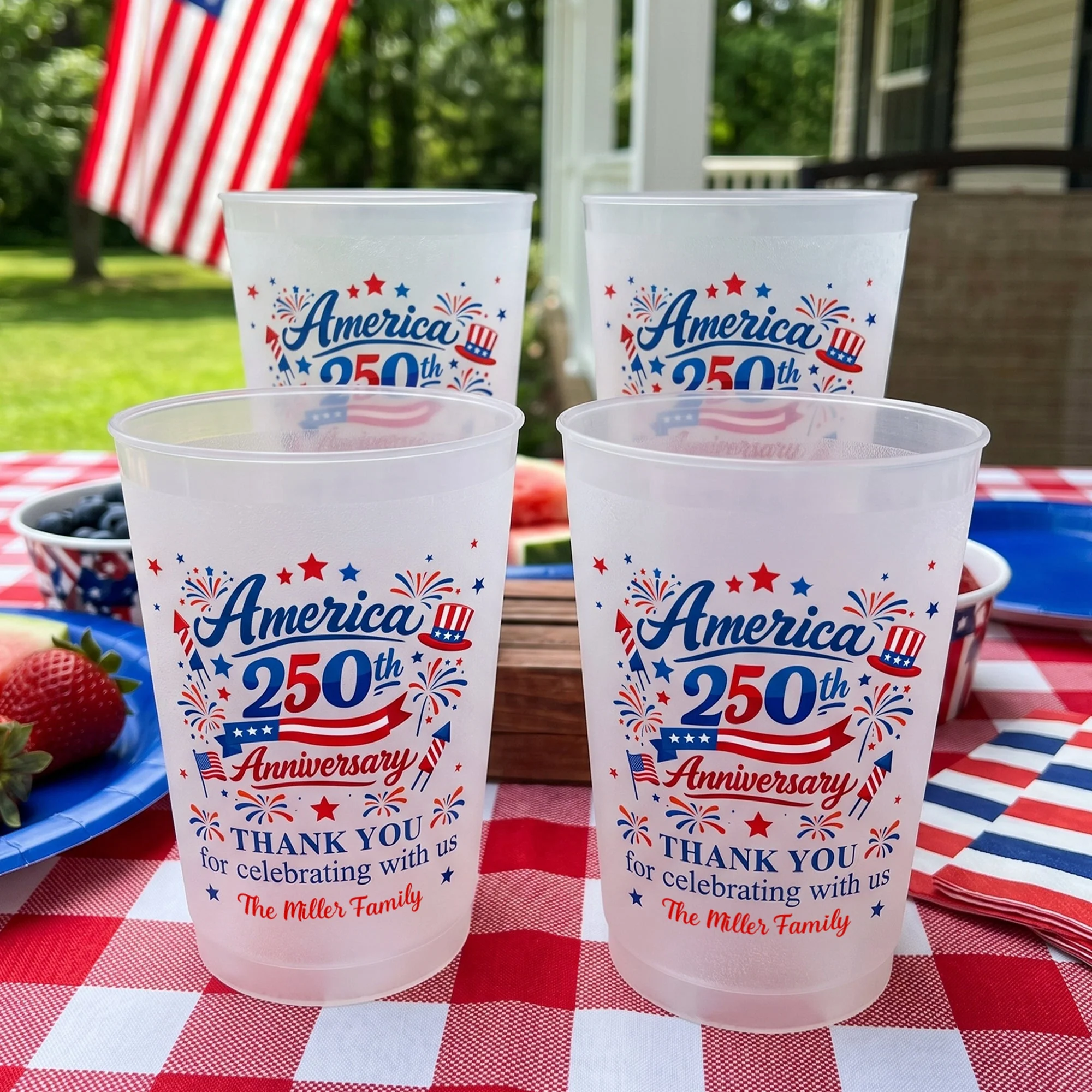 America 250th Anniversary Thank You For Celebrating With Us - Personalized Cups - Gifts For Patriotic Family