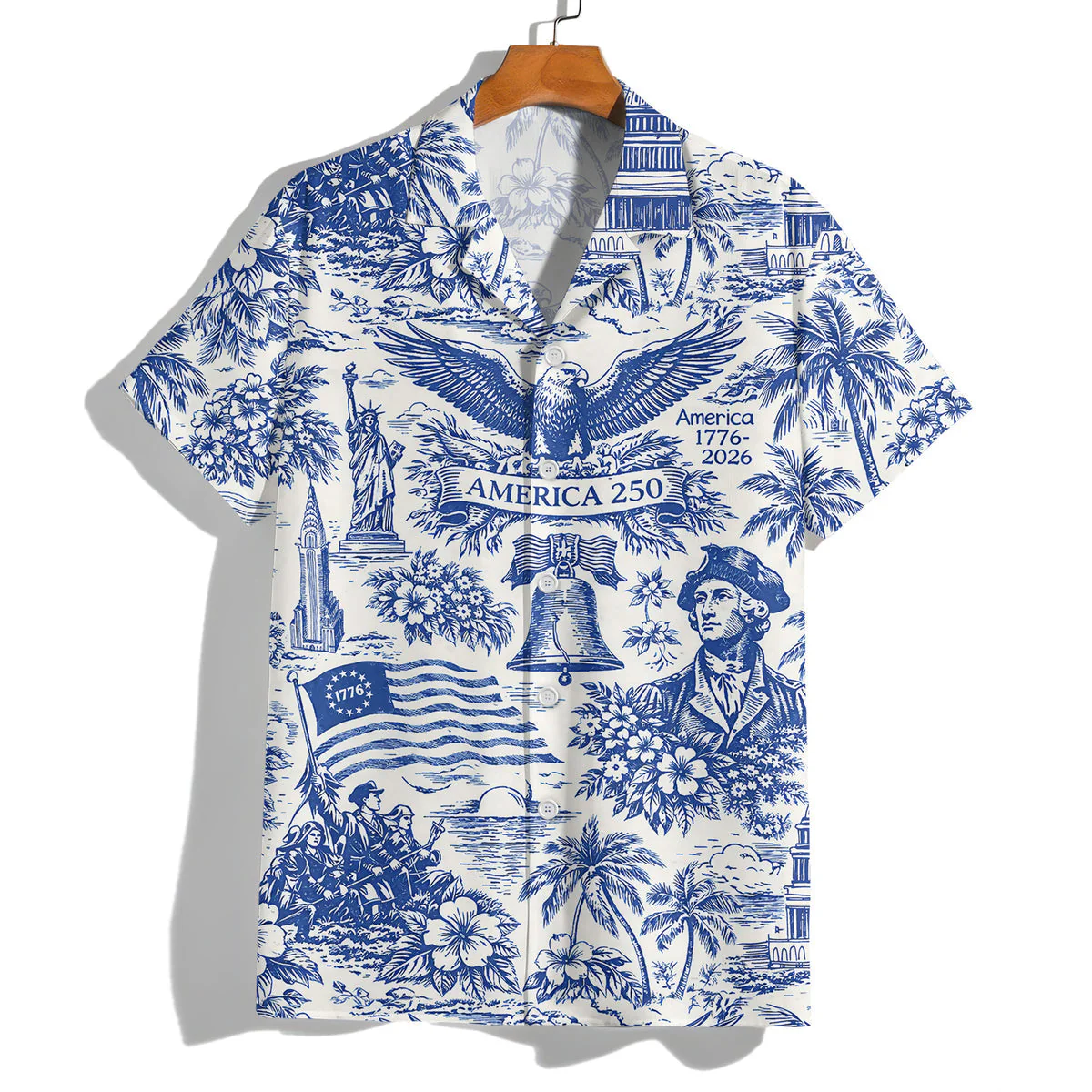 America 250th Anniversary Toile De Jouy Style Patriotic - Hawaiian Shirt - Gift for Dad, Husband, Grandpa | HN02 - Image 7