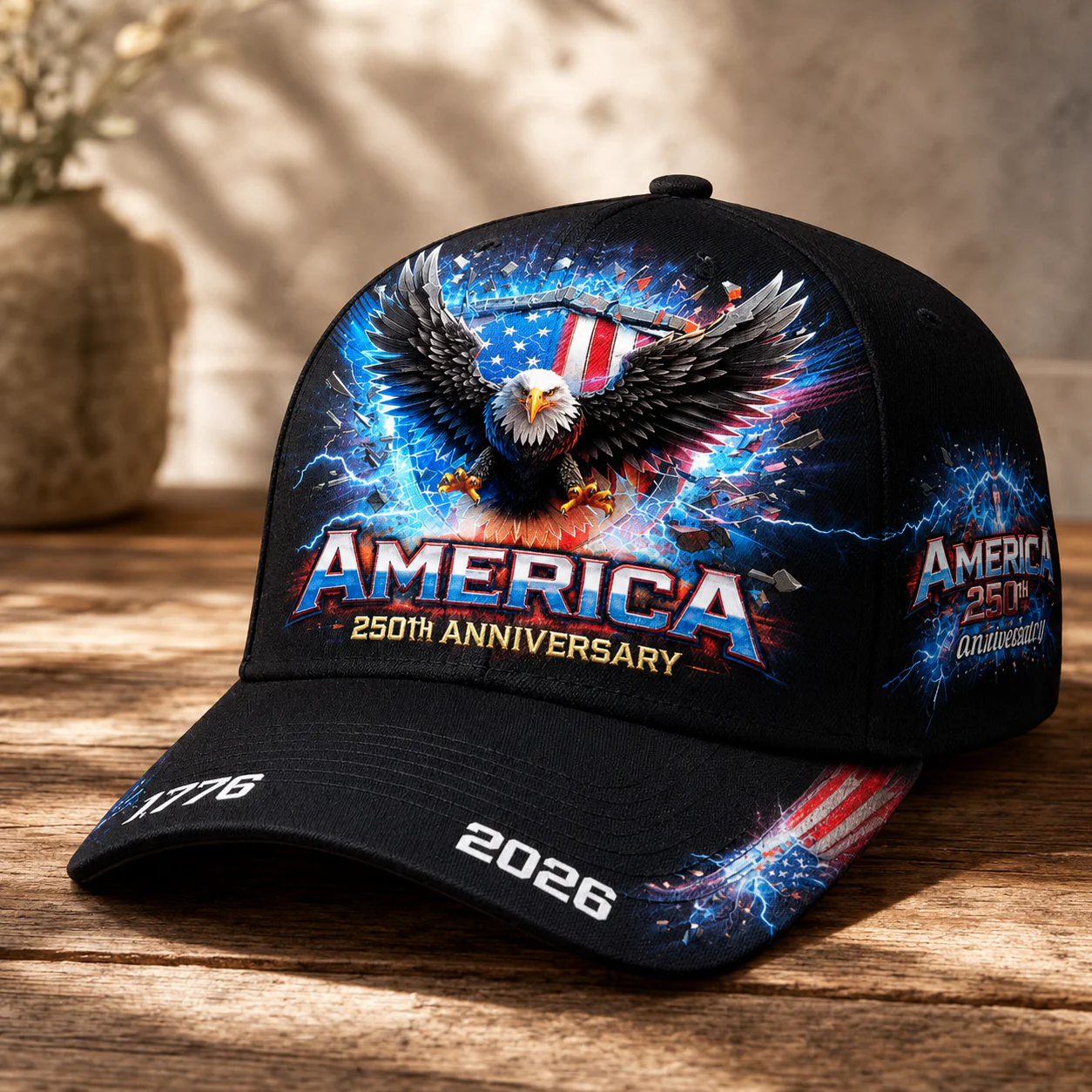 America 250th Anniversary USA Flag Eagle - Patriotic Classic Cap - Gift For Patriots - Image 3