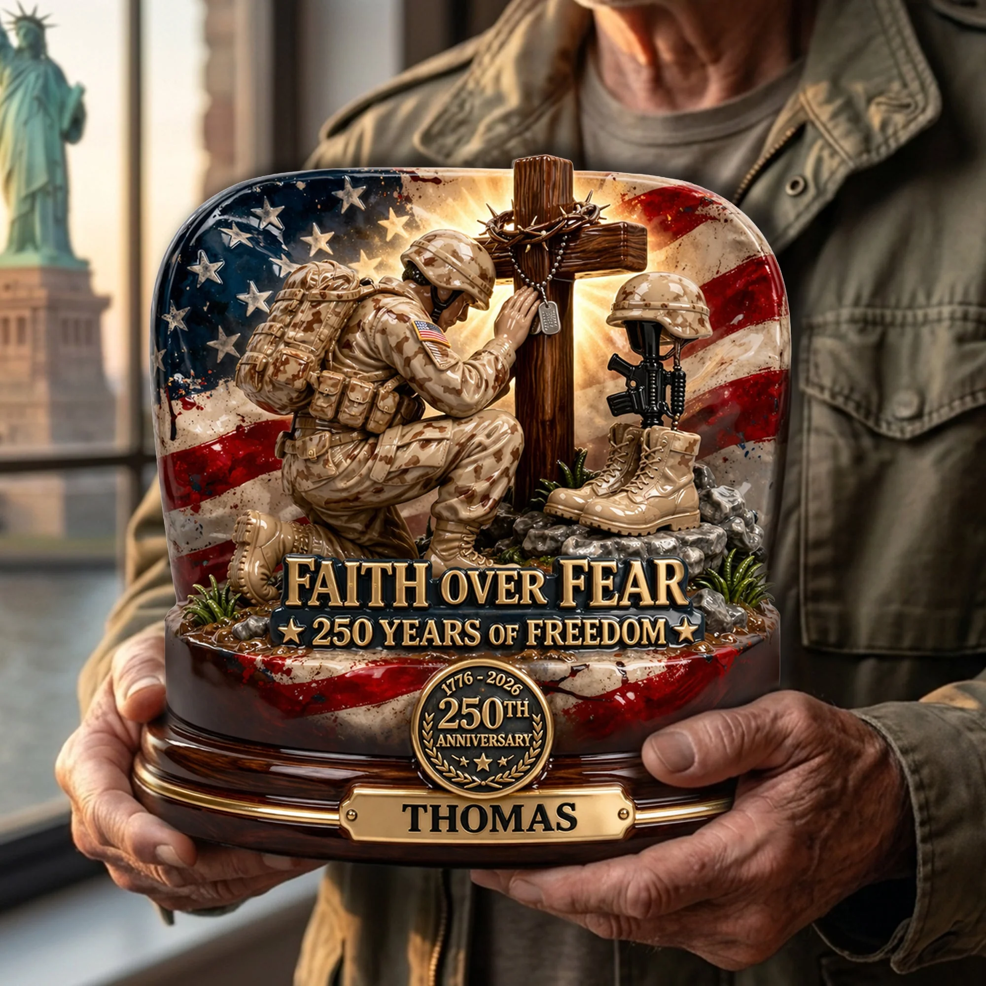 America 250th Anniversary Veteran - Personalized Shape Acrylic Plaque - Patriotic Gift For Dad, Veterans - Image 2
