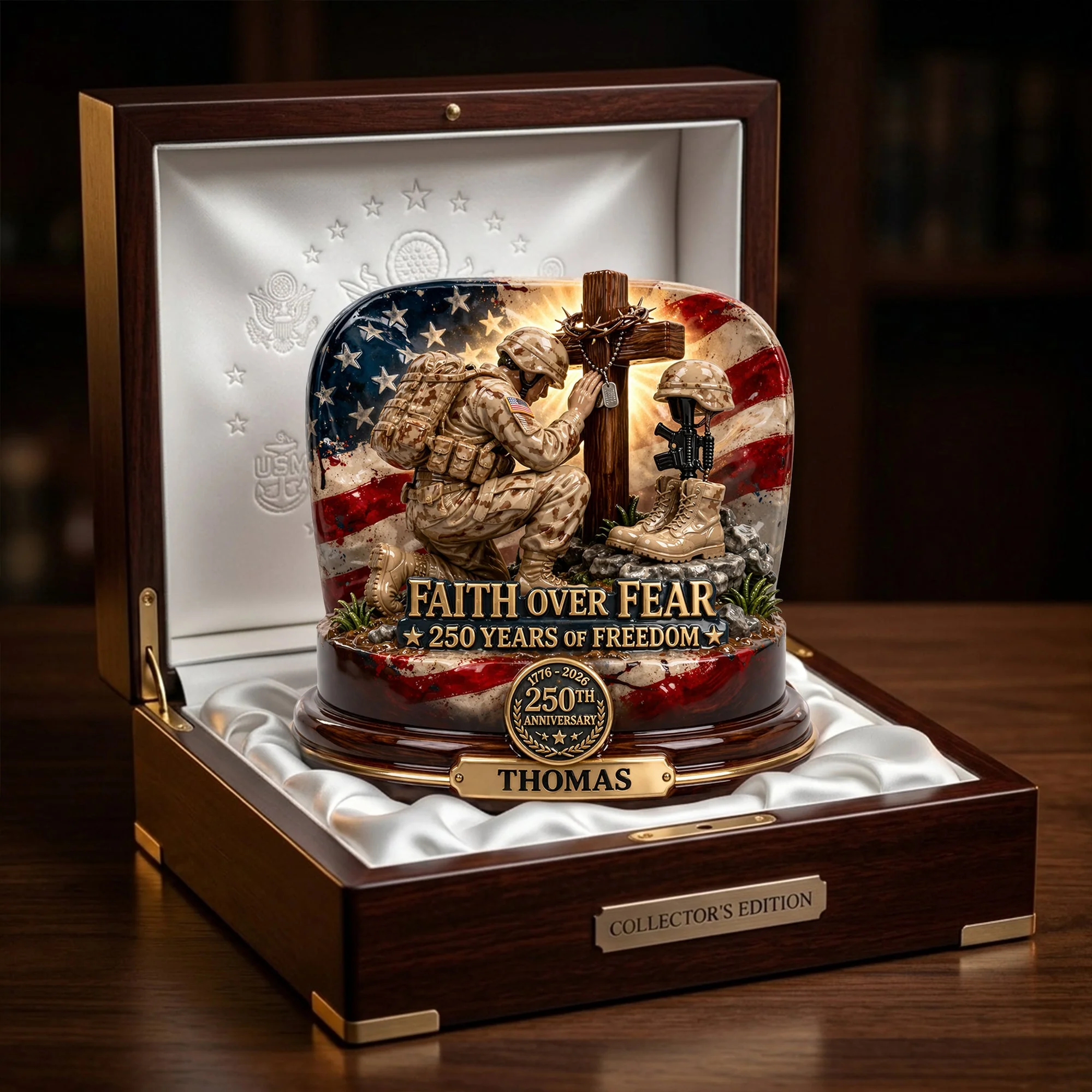 America 250th Anniversary Veteran - Personalized Shape Acrylic Plaque - Patriotic Gift For Dad, Veterans - Image 3