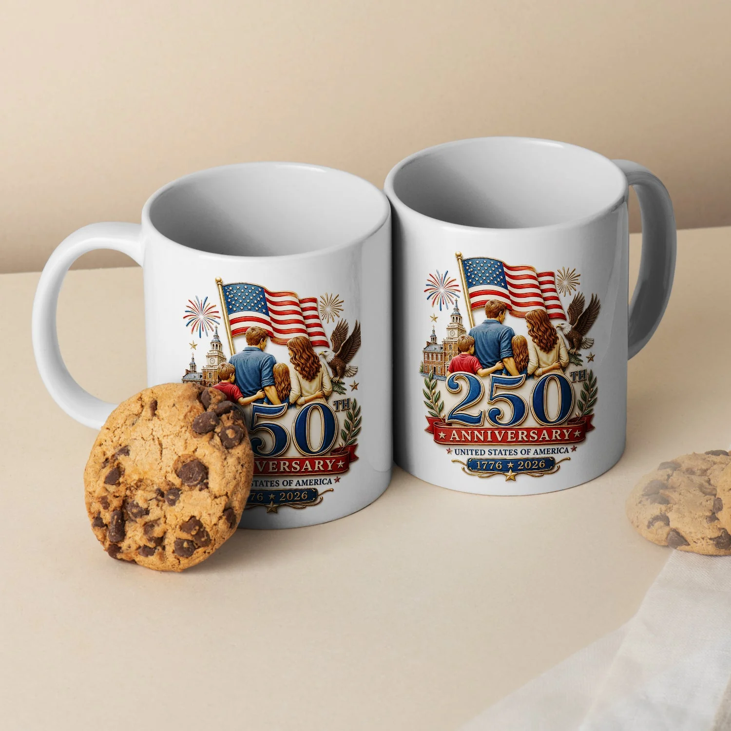 America 250th Anniversary - White Ceramic Mug - Gift For Patriotic Family - Image 4