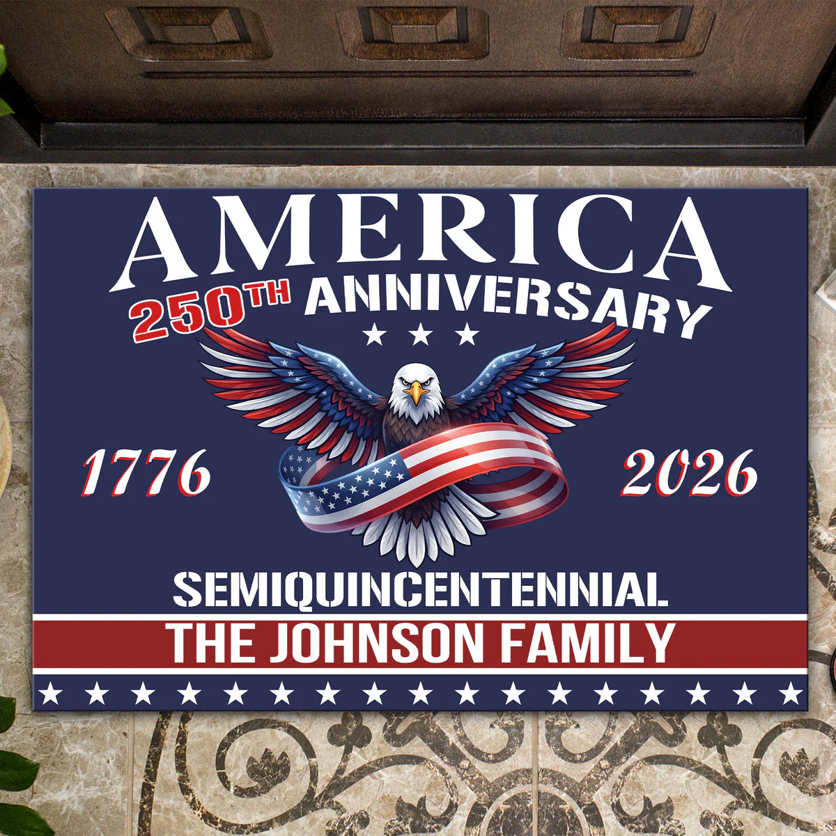 America 250th Anniversary With Eagle - Personalized Doormat - Patriotic Gift For Family HN02 - Image 5