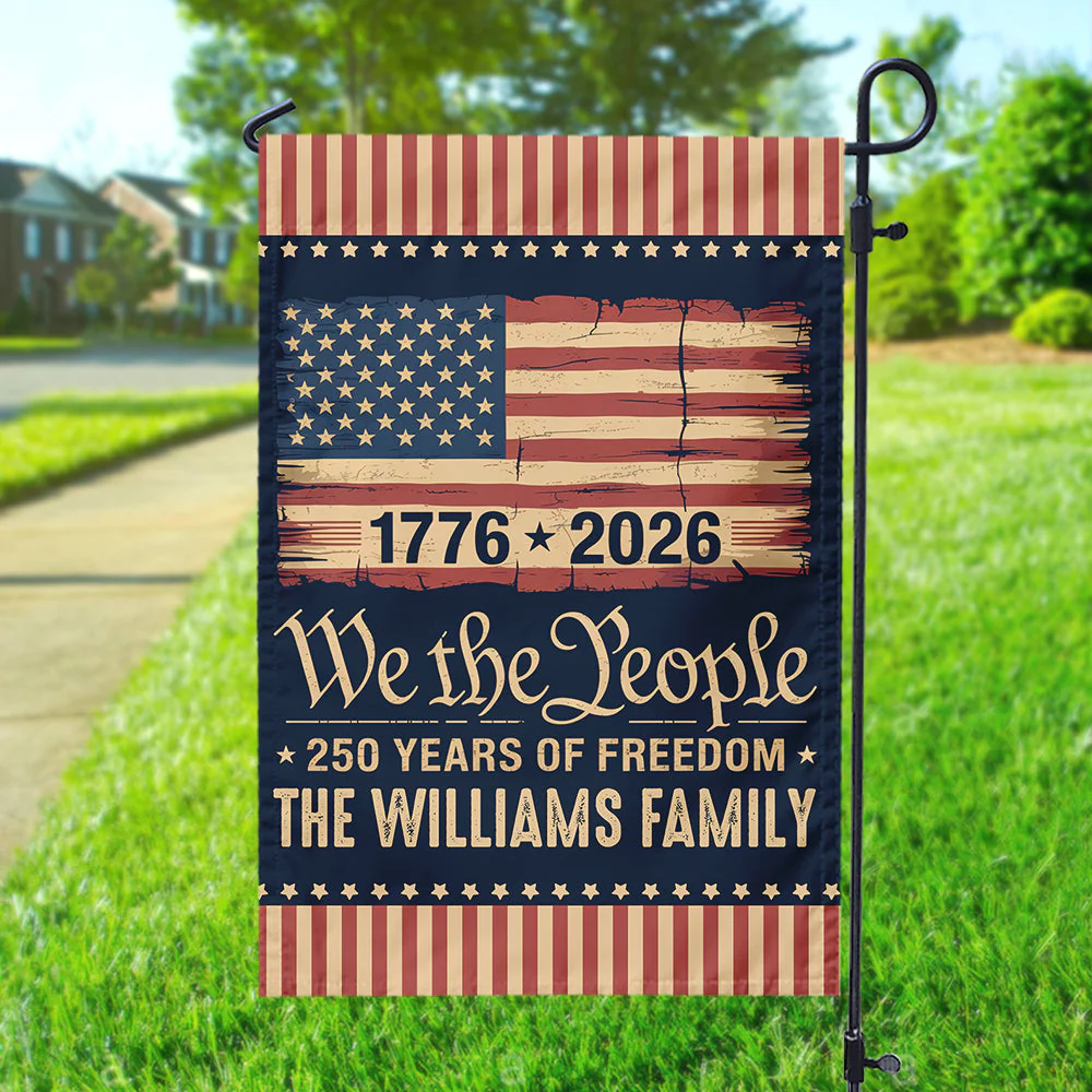 America 250th Birthday - Personalized Flag - Patriotic Gift For Family HN02 - Image 2