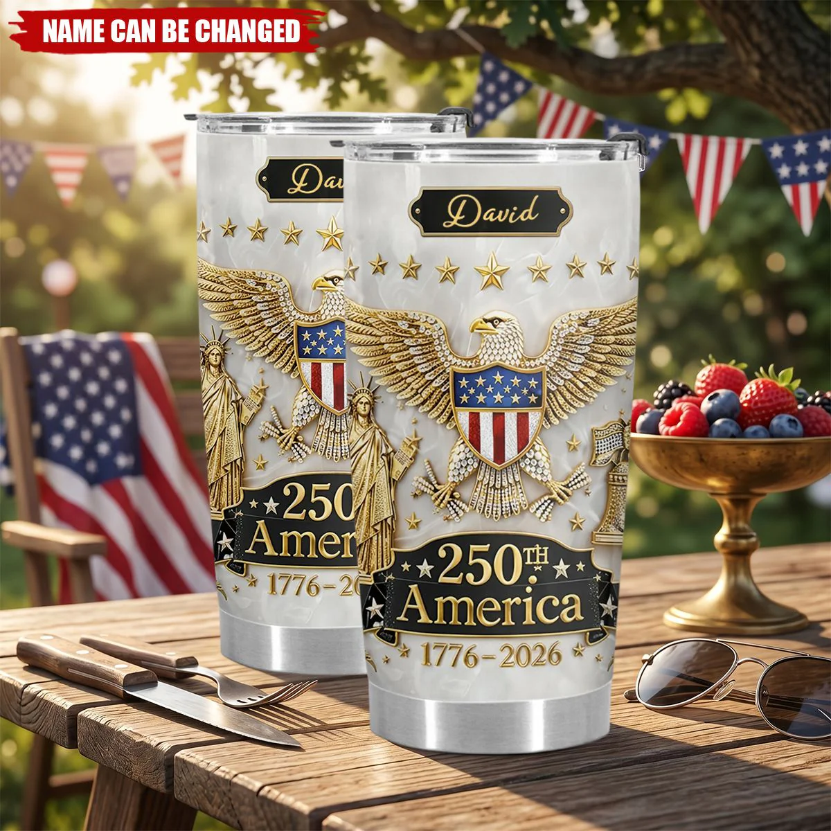 America Eagle 250th Anniversary  - Personalized Tumbler - Gift For Patriots - Image 3