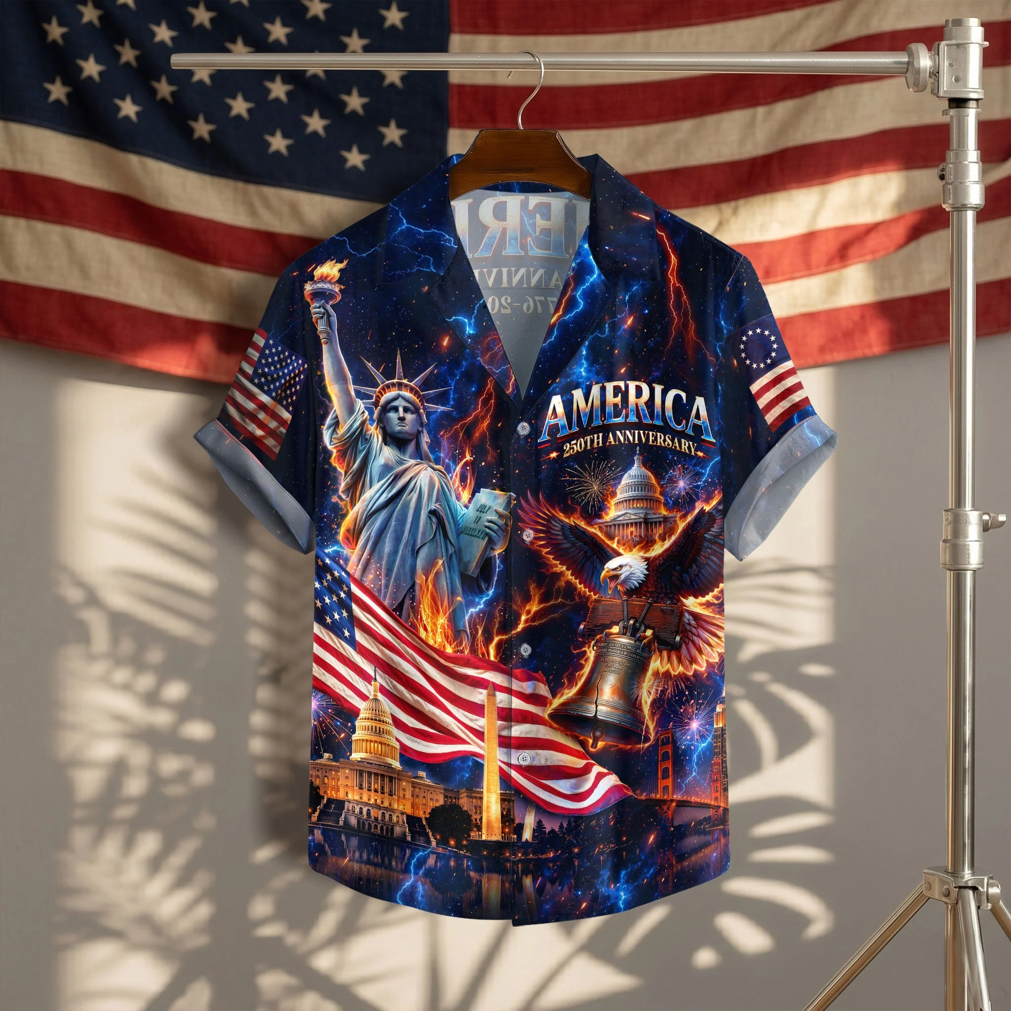 America Eagle Liberty Bell 4th Of July - Hawaiian Shirt - Patriotic Gift For Him - Image 2