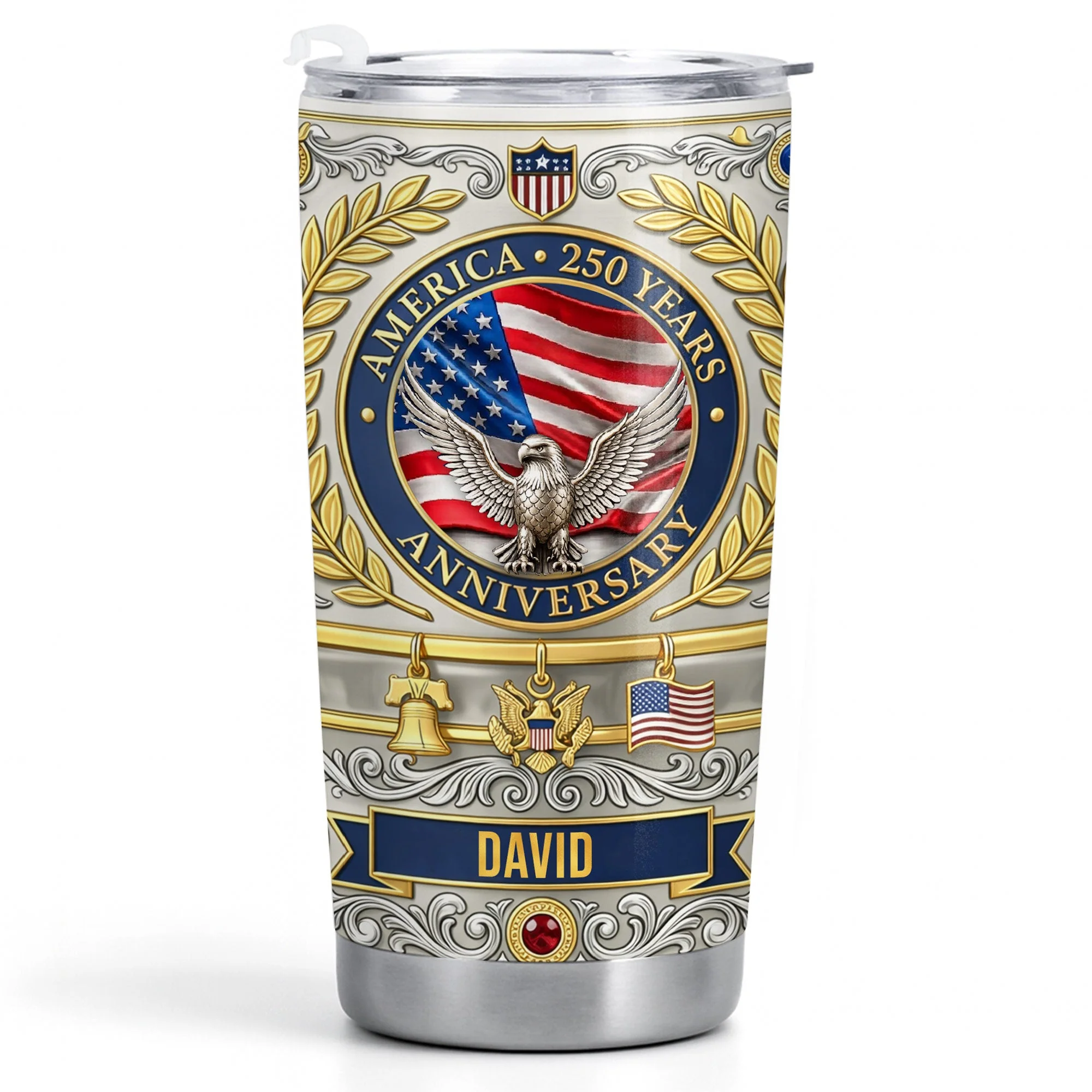 America Flag 250 Years Anniversary Patriotic Eagle - Personalized Tumbler - Gift For Patriots - Image 10