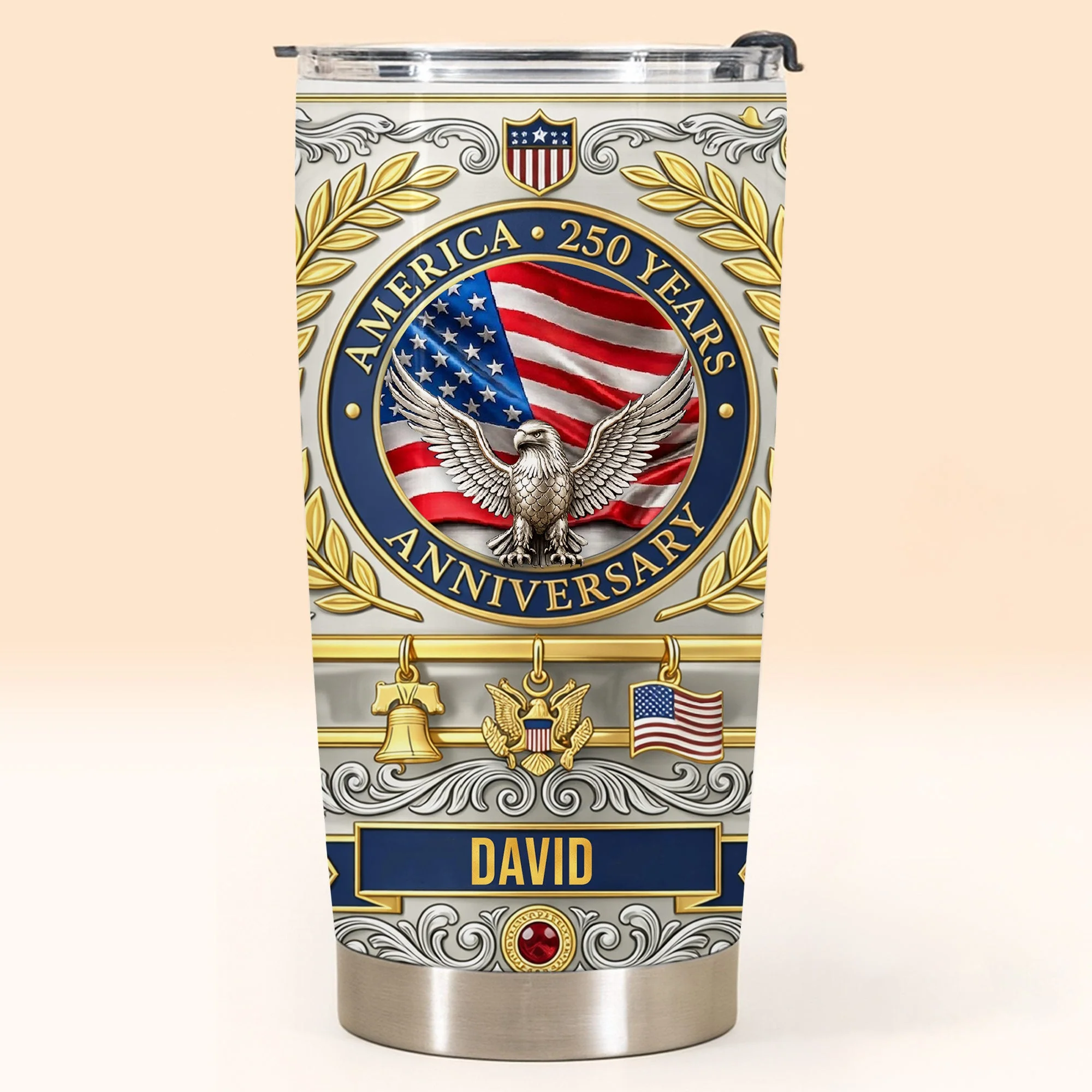 America Flag 250 Years Anniversary Patriotic Eagle - Personalized Tumbler - Gift For Patriots - Image 4