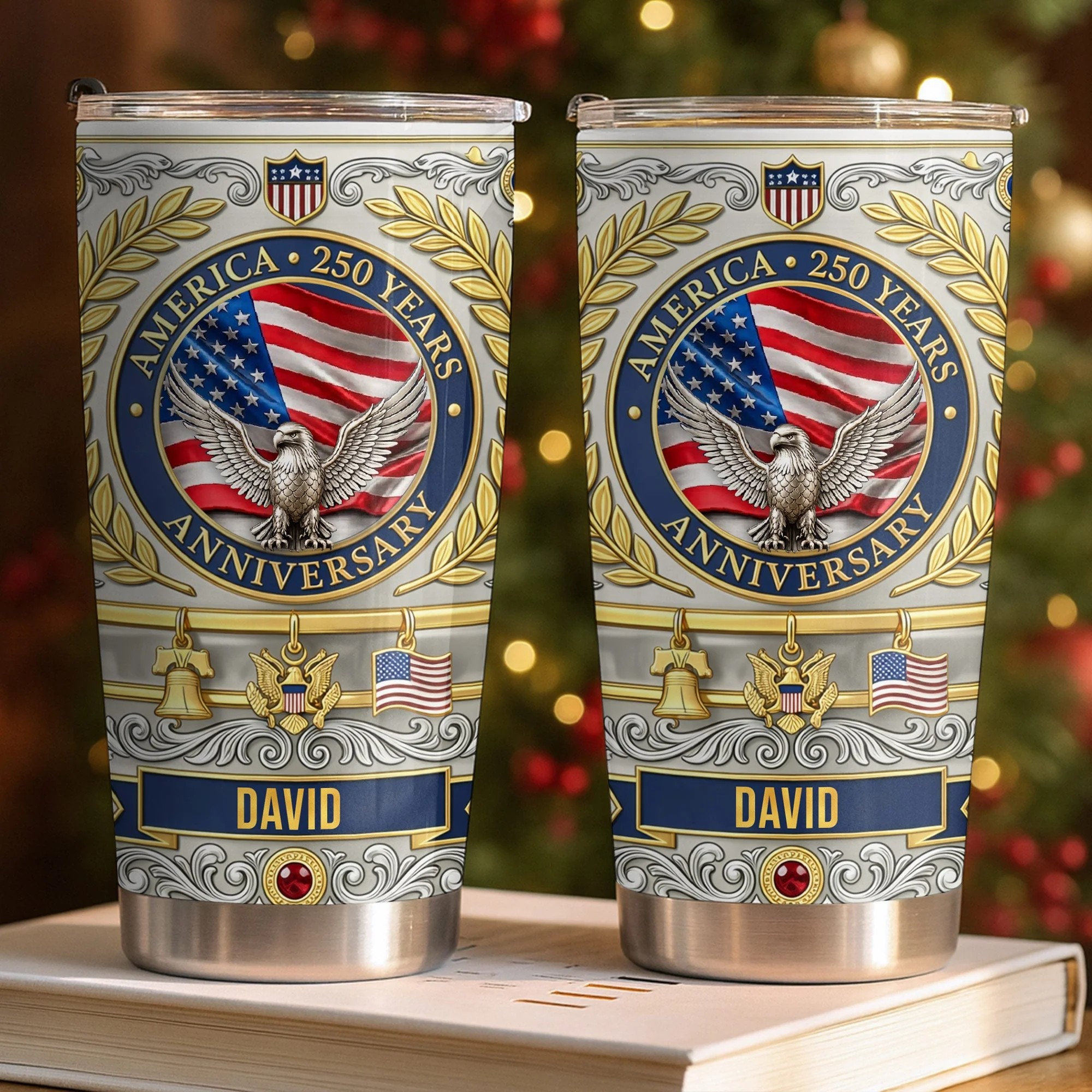 America Flag 250 Years Anniversary Patriotic Eagle - Personalized Tumbler - Gift For Patriots - Image 5
