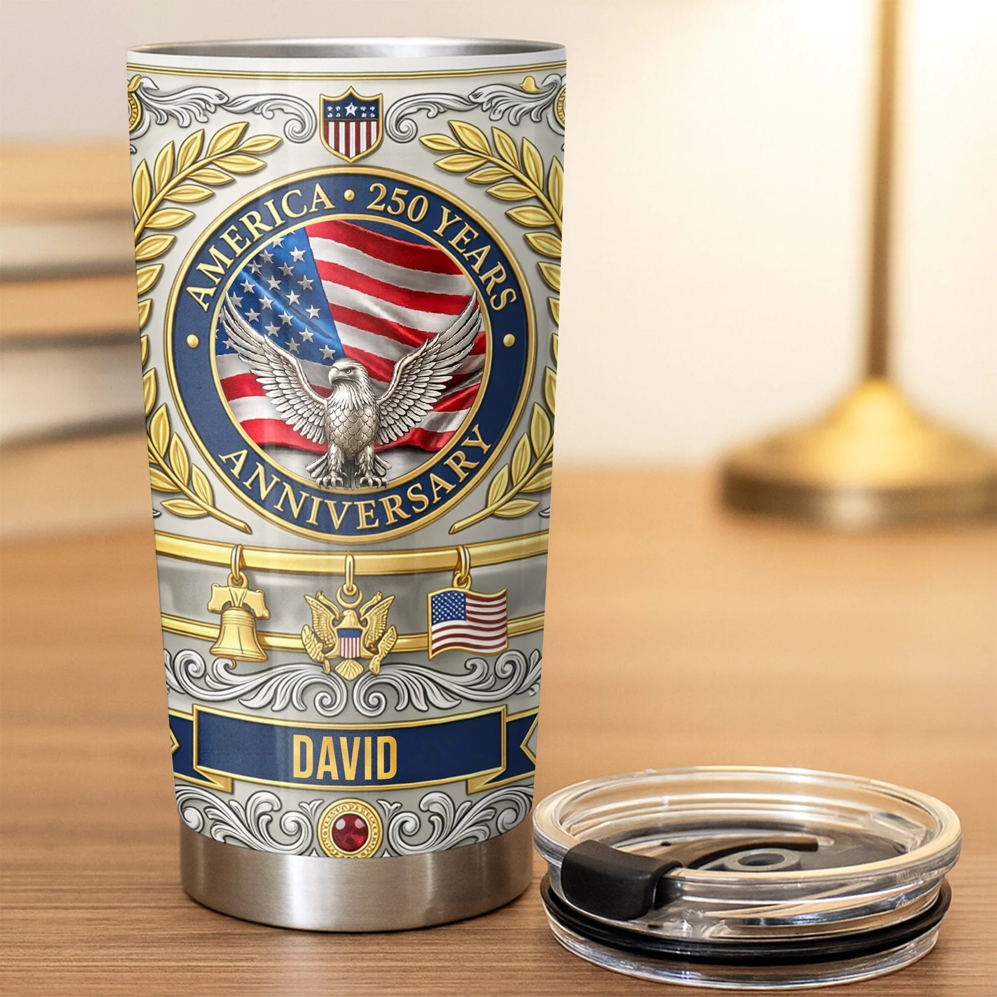 America Flag 250 Years Anniversary Patriotic Eagle - Personalized Tumbler - Gift For Patriots - Image 7