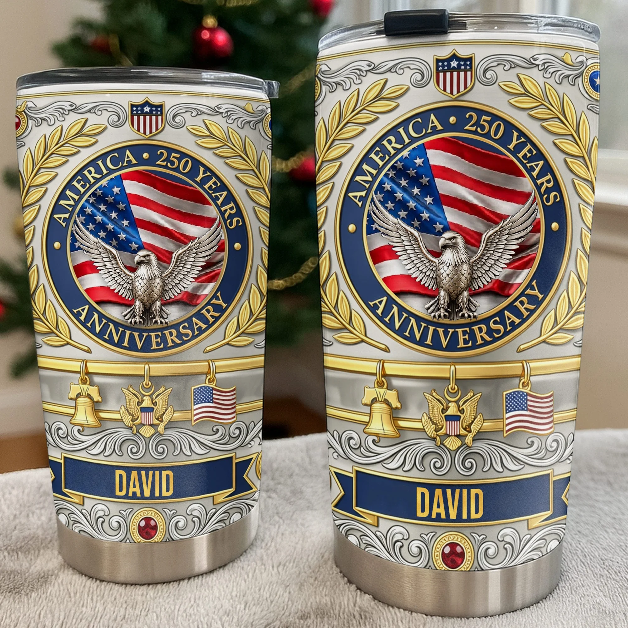 America Flag 250 Years Anniversary Patriotic Eagle - Personalized Tumbler - Gift For Patriots - Image 8