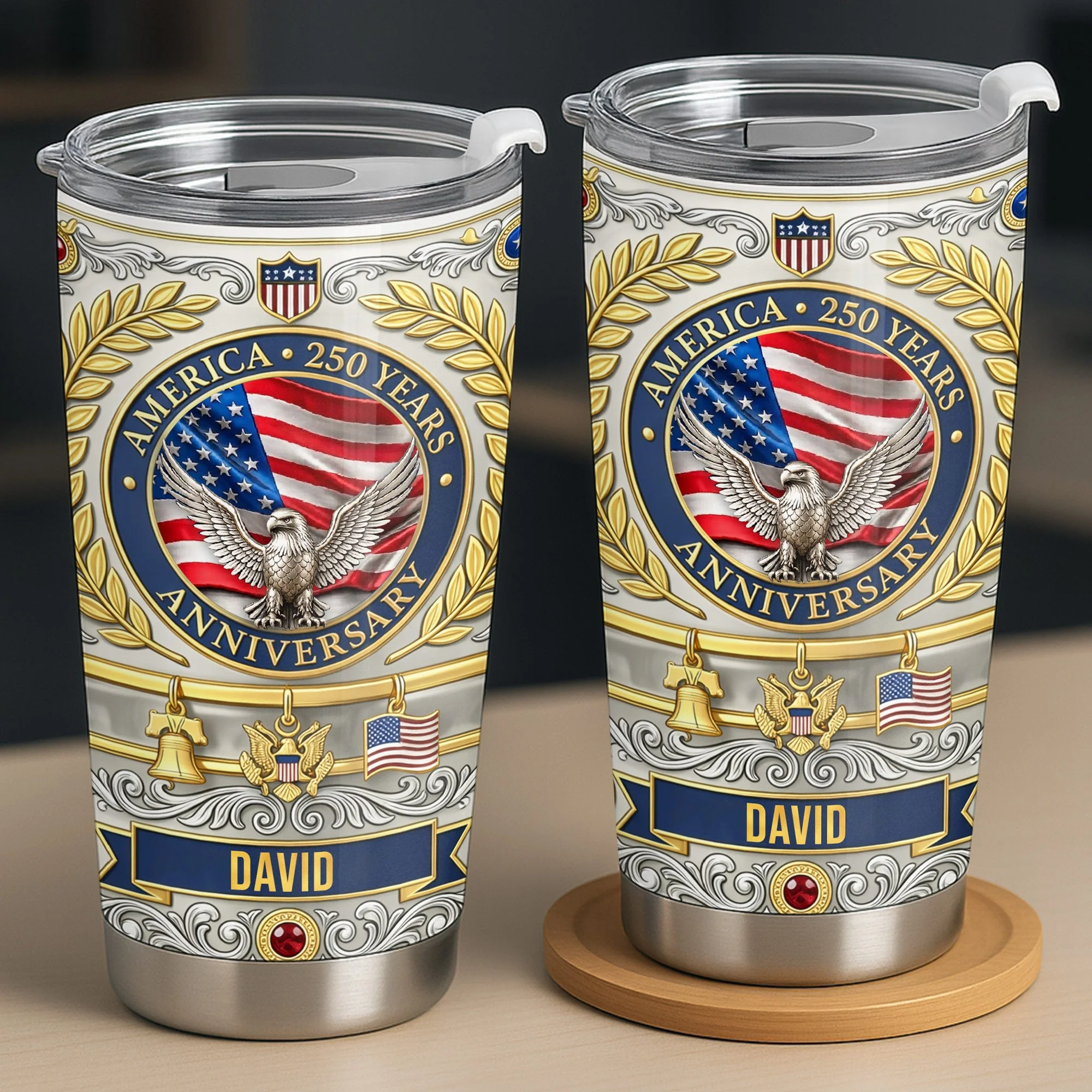 America Flag 250 Years Anniversary Patriotic Eagle - Personalized Tumbler - Gift For Patriots - Image 9