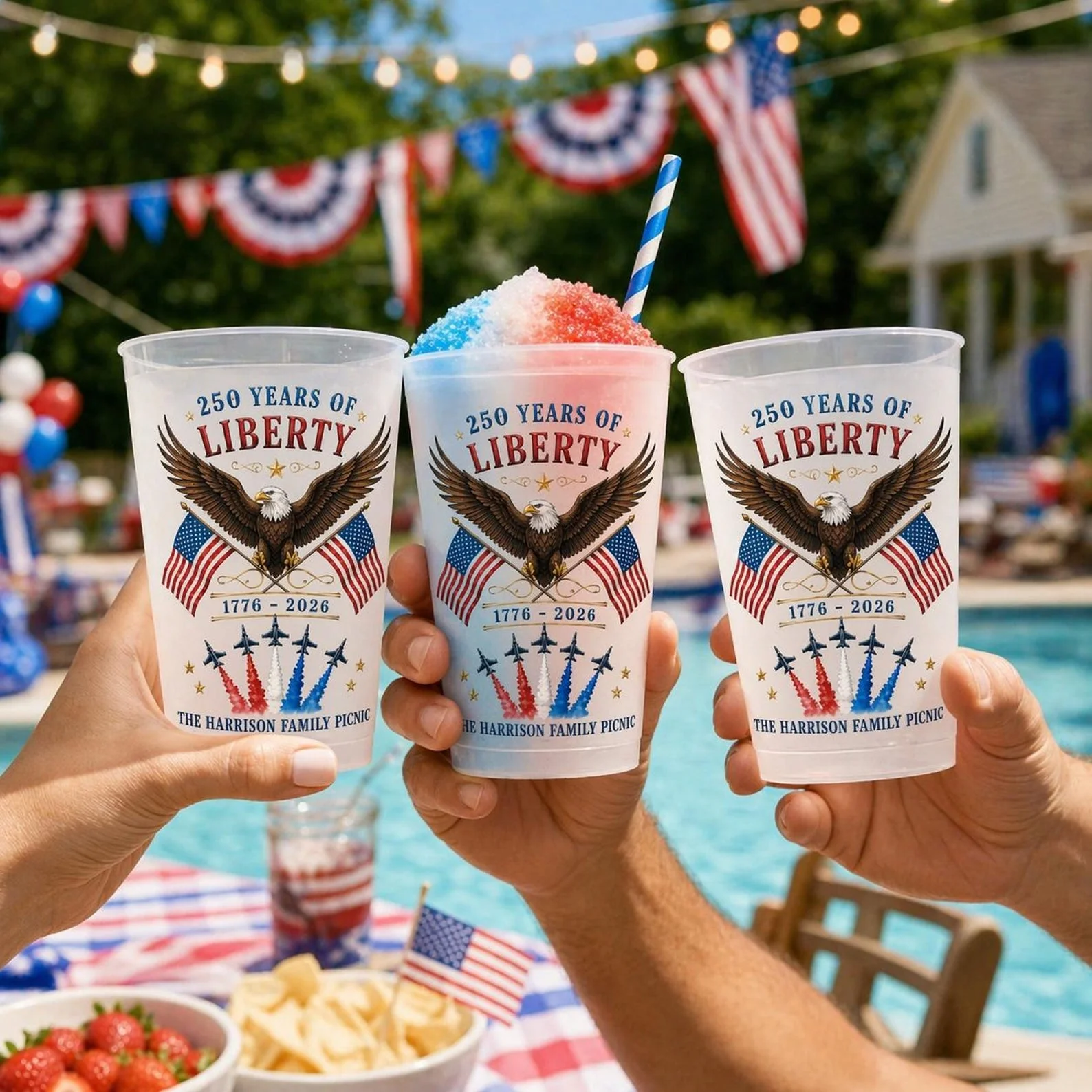 America Flag Eagle 250 Years of Liberty - Personalized Cups - Gifts For Patriotic Family - Image 3