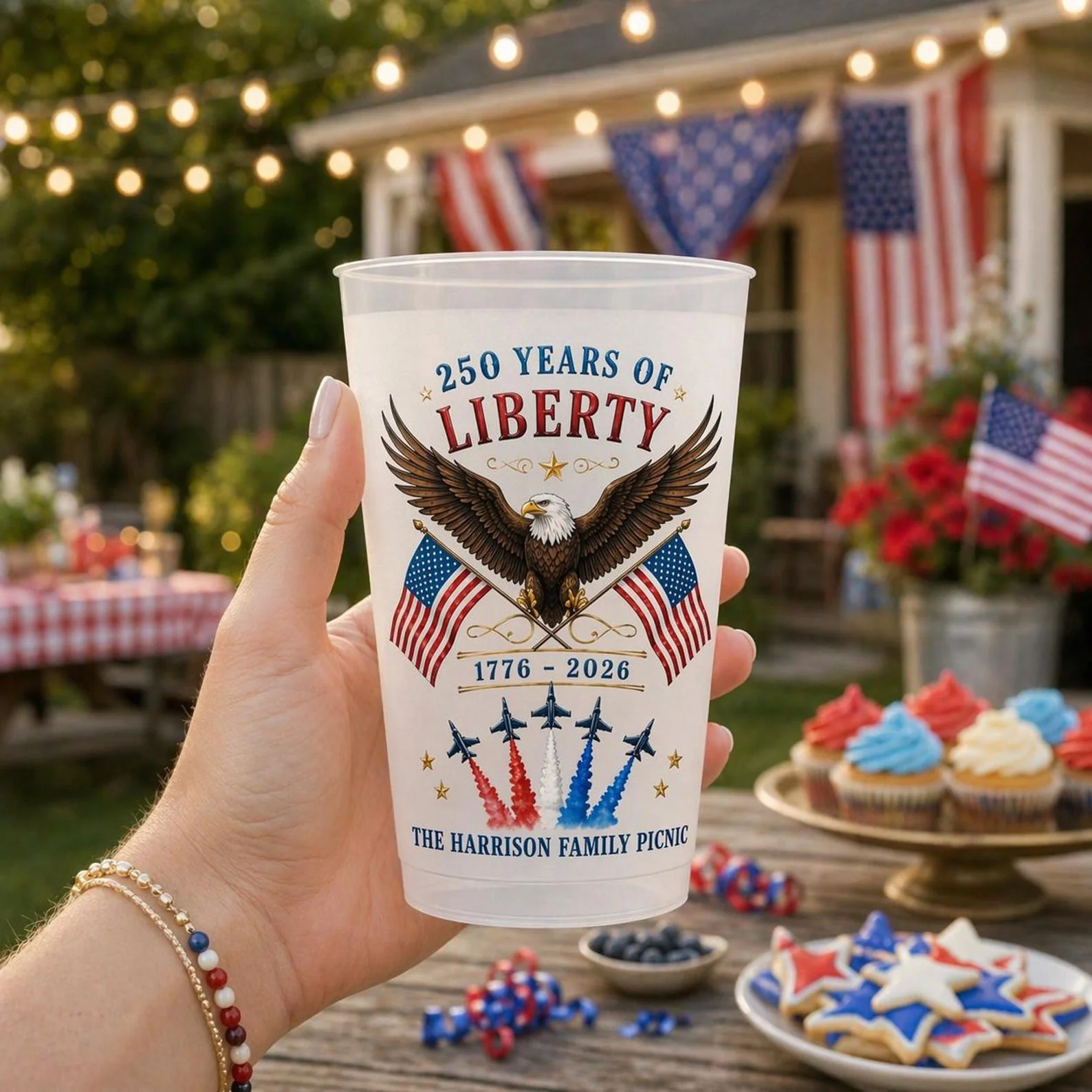 America Flag Eagle 250 Years of Liberty - Personalized Cups - Gifts For Patriotic Family - Image 4