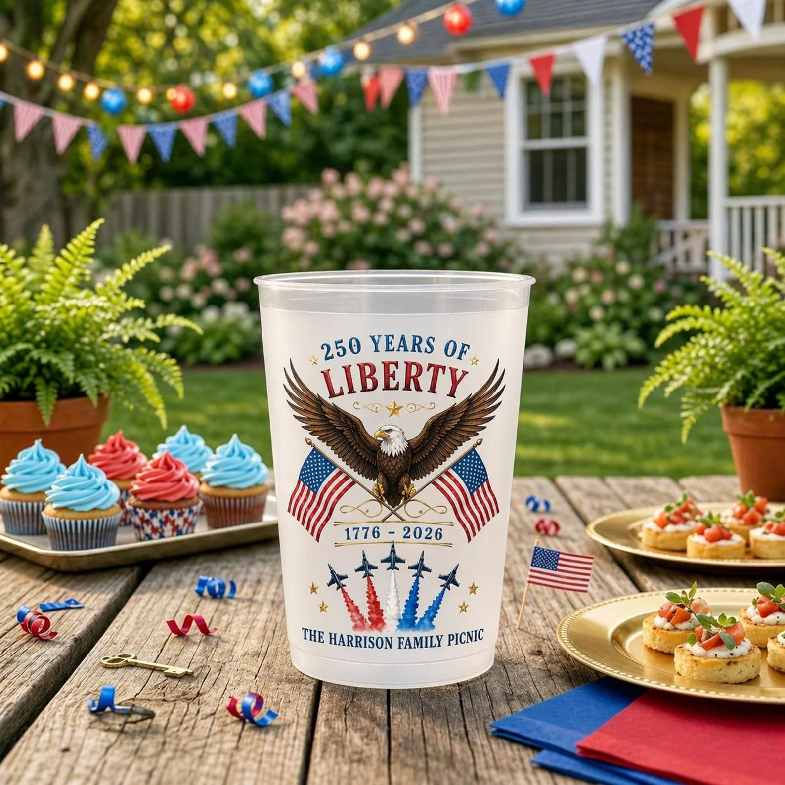 America Flag Eagle 250 Years of Liberty - Personalized Cups - Gifts For Patriotic Family - Image 7