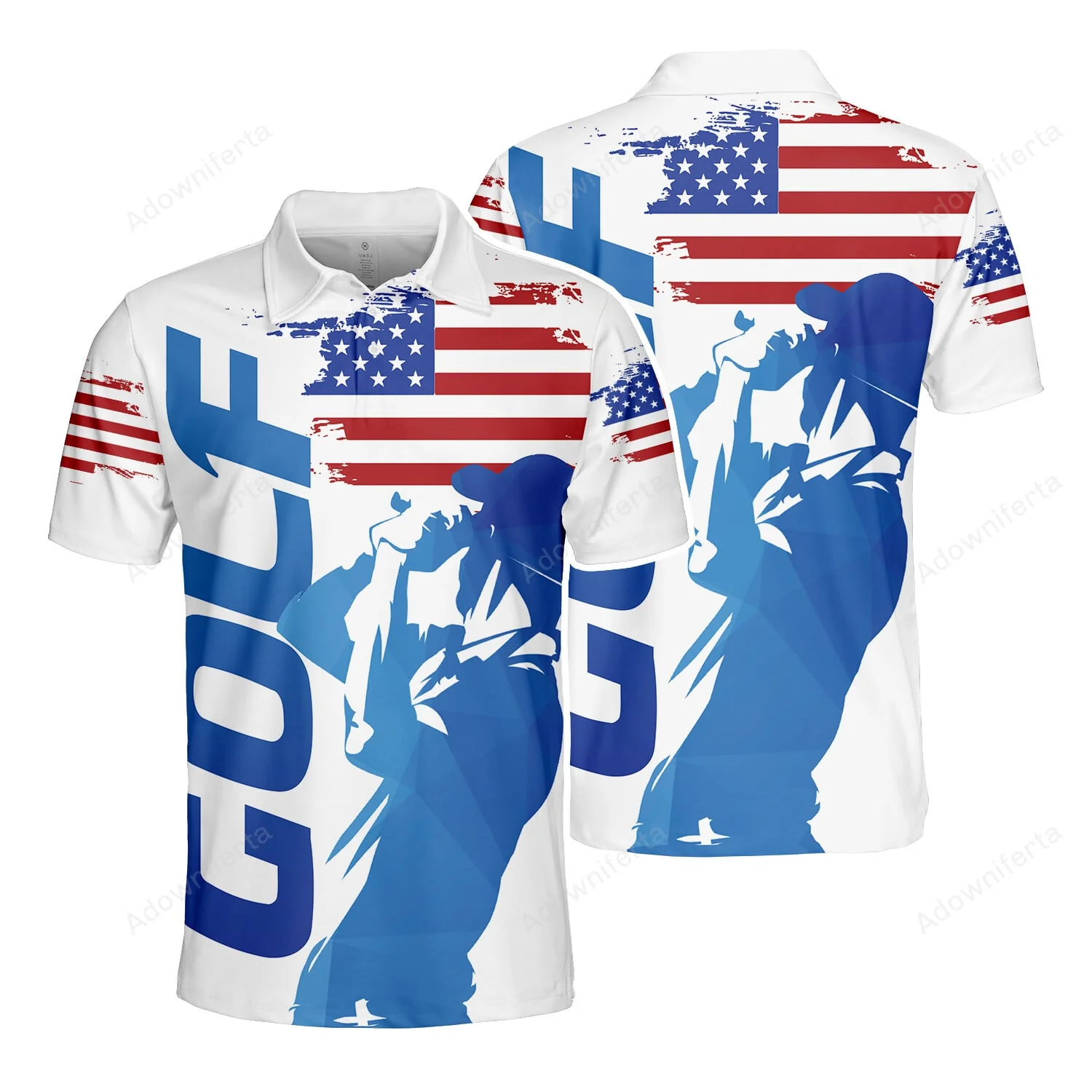America Flag Golf - Polo Shirt - Gift For Dad, Grandpa, For Golf Lovers