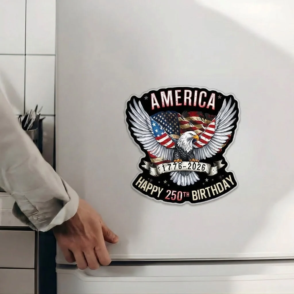 America Happy 250th Birthday - Shape Acrylic Fridge Magnet - Patriotic Gift For Family HN02