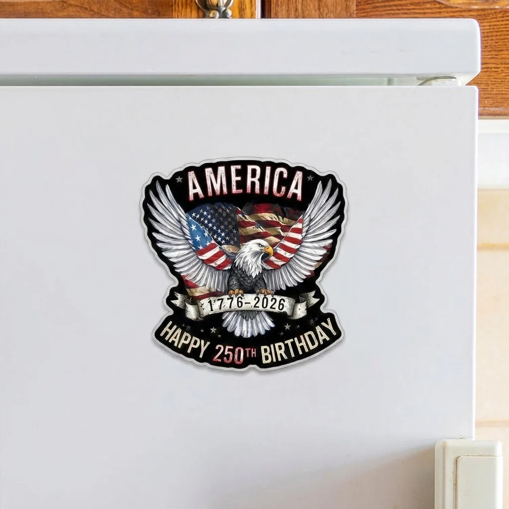 America Happy 250th Birthday - Shape Acrylic Fridge Magnet - Patriotic Gift For Family HN02 - Image 4