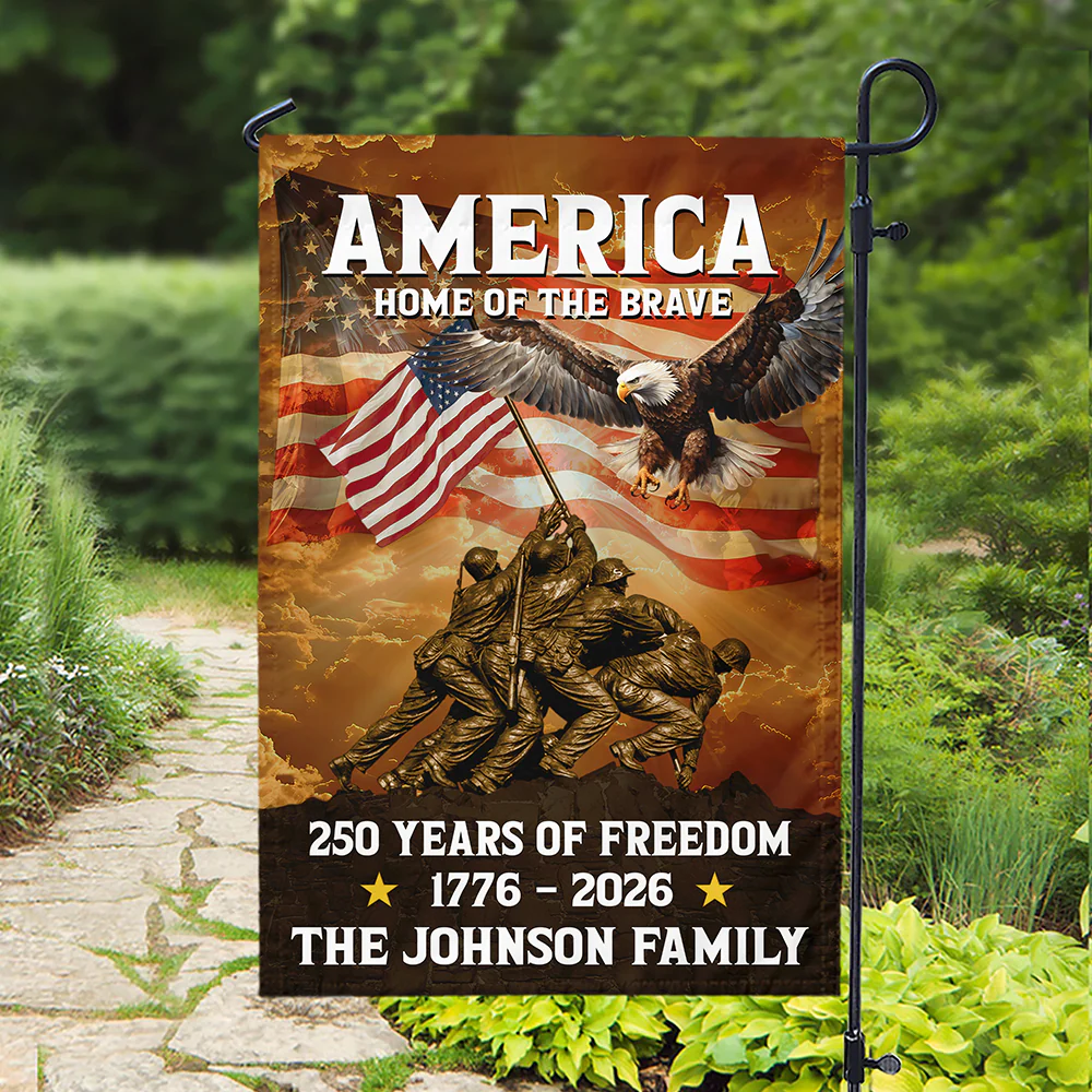 America Home Of The Brave - Personalized Flag - Patriotic Gift For Family, Veterans & Military HN02 - Image 3