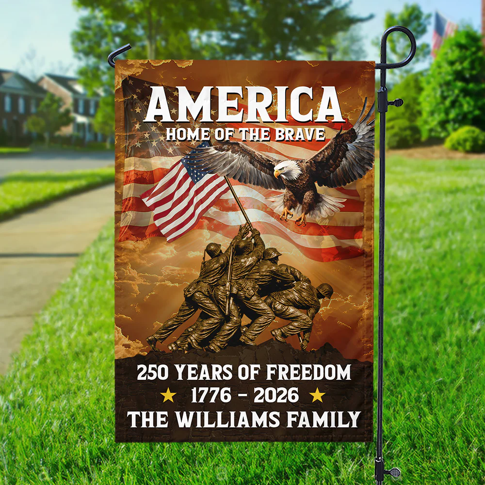 America Home Of The Brave - Personalized Flag - Patriotic Gift For Family, Veterans & Military HN02 - Image 5