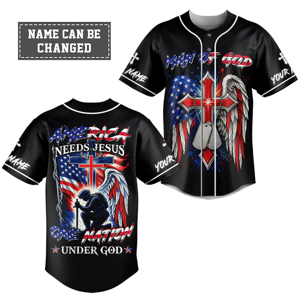 America Needs Jesus Custom Name Baseball Jersey - Christant Gift For Him