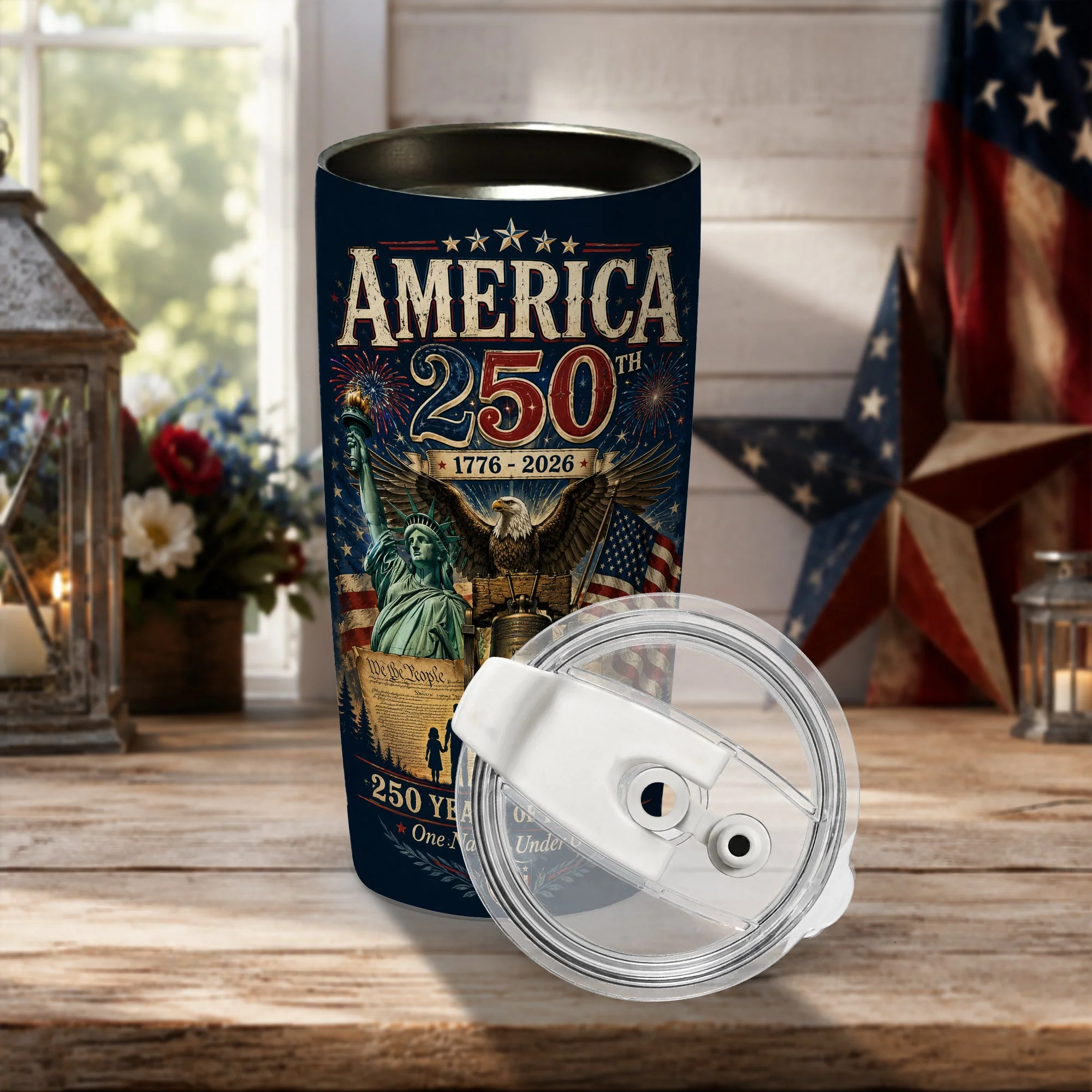 America Stands Free 250 Years Strong Patriotic Design - Tumbler - Gift For Patriots - Image 2