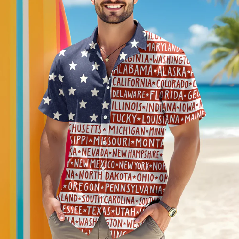 America State Flag - Hawaiian Shirt - Gift for Dad, Husband, Grandpa | HN02 - Image 2