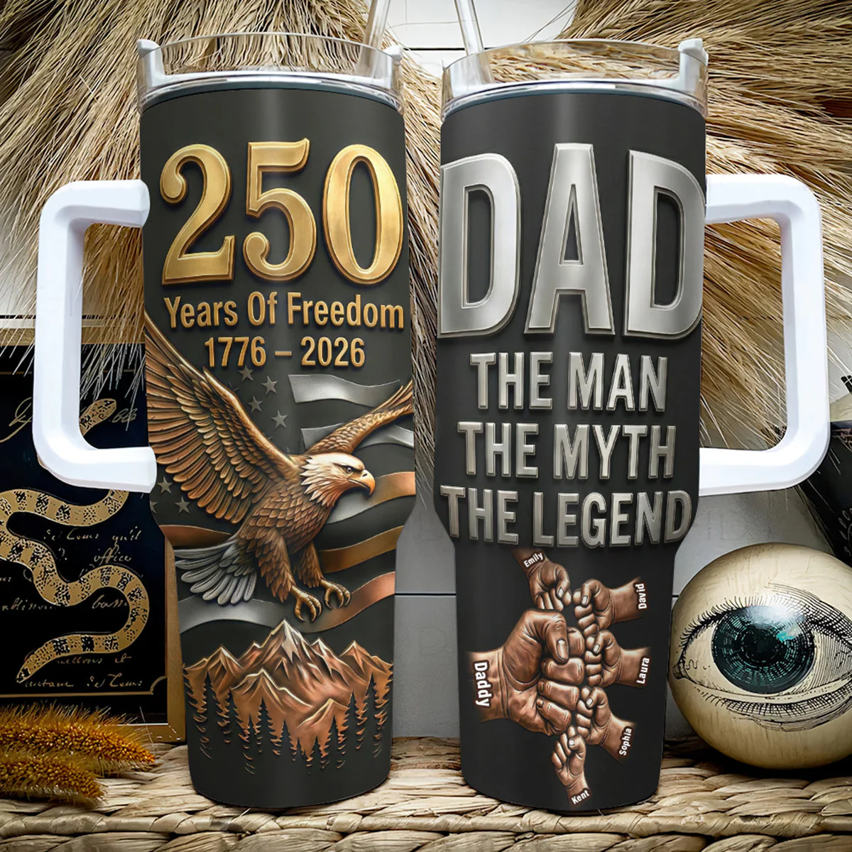 American  250 Years of Freedom With Eagle Patriotic - Personalized Tumbler - Gifts For Dad - Image 3