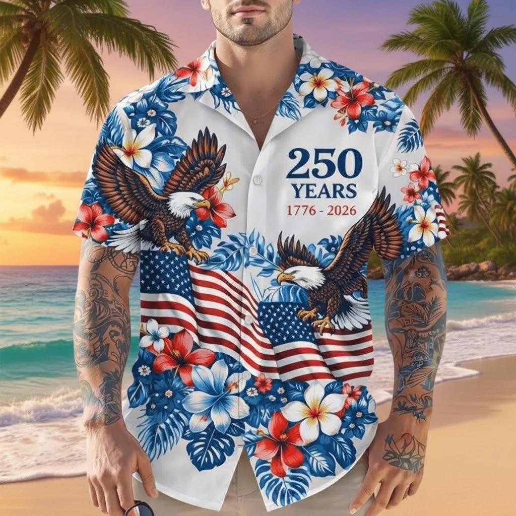 American 250th Anniversary Art - Hawaiian Shirt - Gift for Dad, Husband, Grandpa | HN02 - Image 3