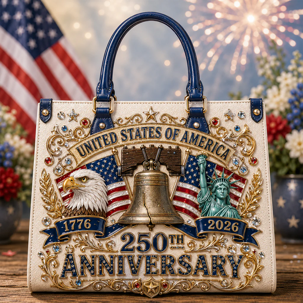 American 250th  Anniversary Bell Eagle Liberty Bell- Leather Handbag - Gift for Patriots