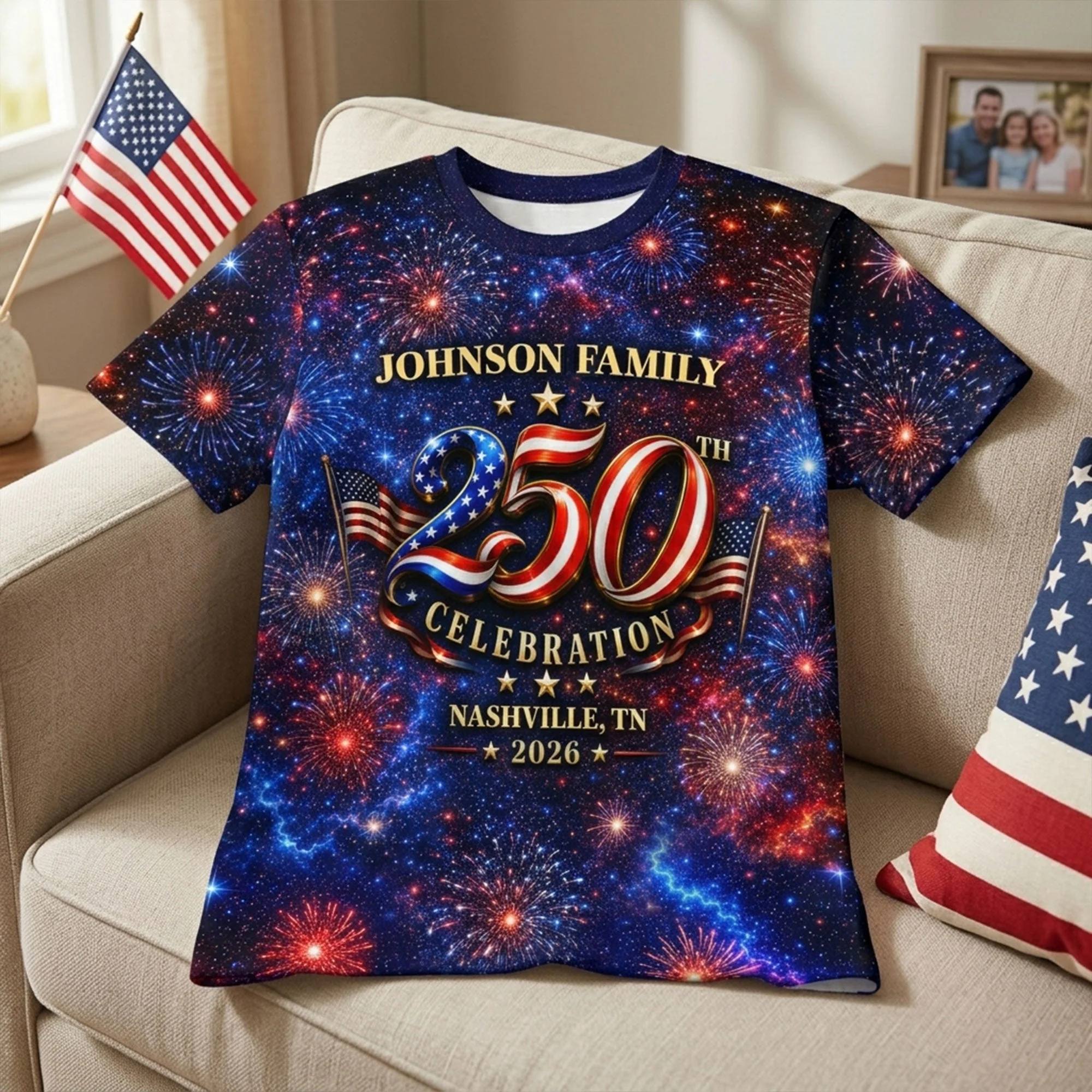 American 250th Celebration - Personalized AOP TShirt - Gifts For Patriots, For Patriotic Family