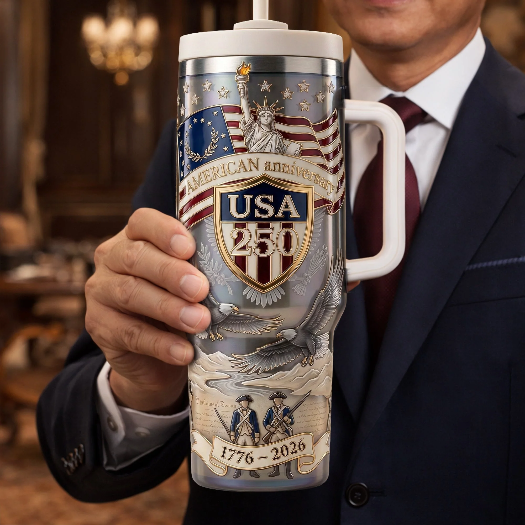 American Anniversary USA 250th - Personalized Tumbler - Gift For Patriotic | HN02 - Image 3
