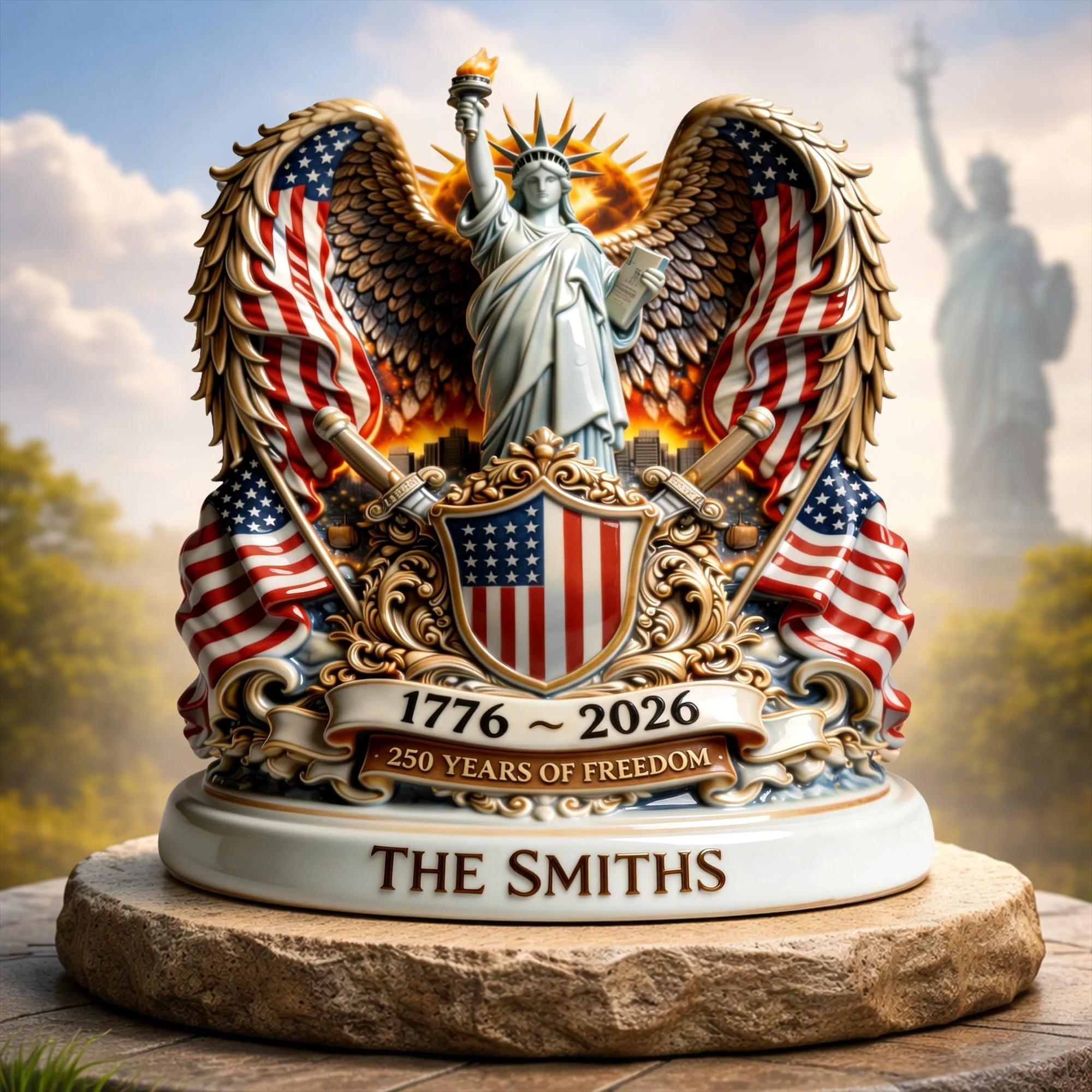 American Flag 250 Years Of Freedom - Personalized Acrylic Plaque - Gift For Patriots
